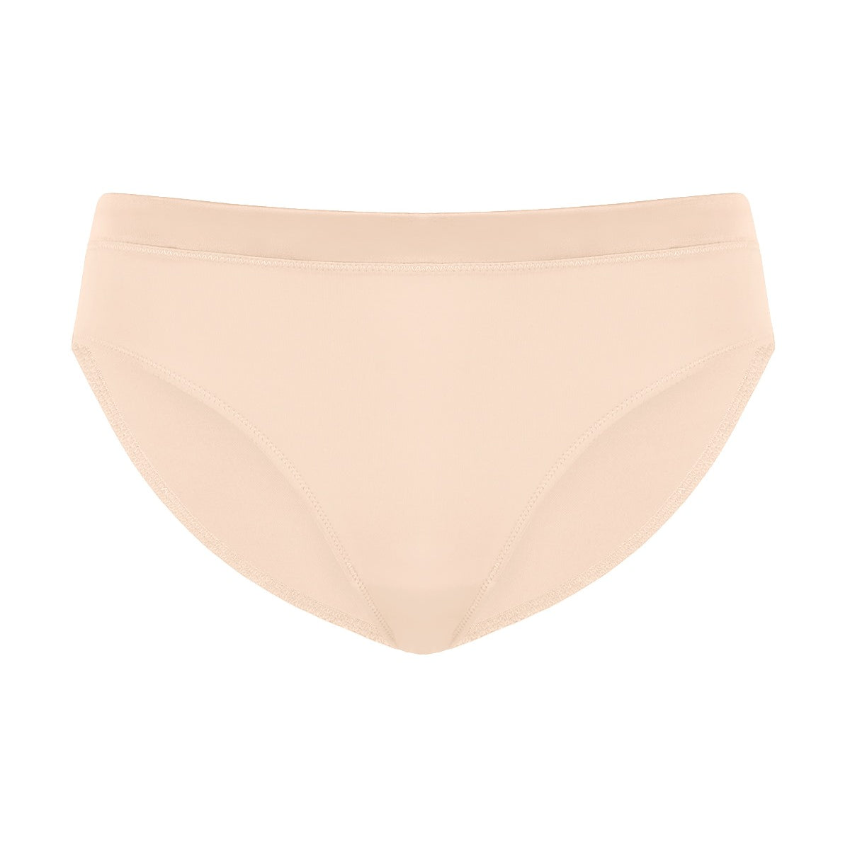 3D display of Almond Beige Fiery high-rise cotton bikini underwear, showing mesh side design and cotton gusset.