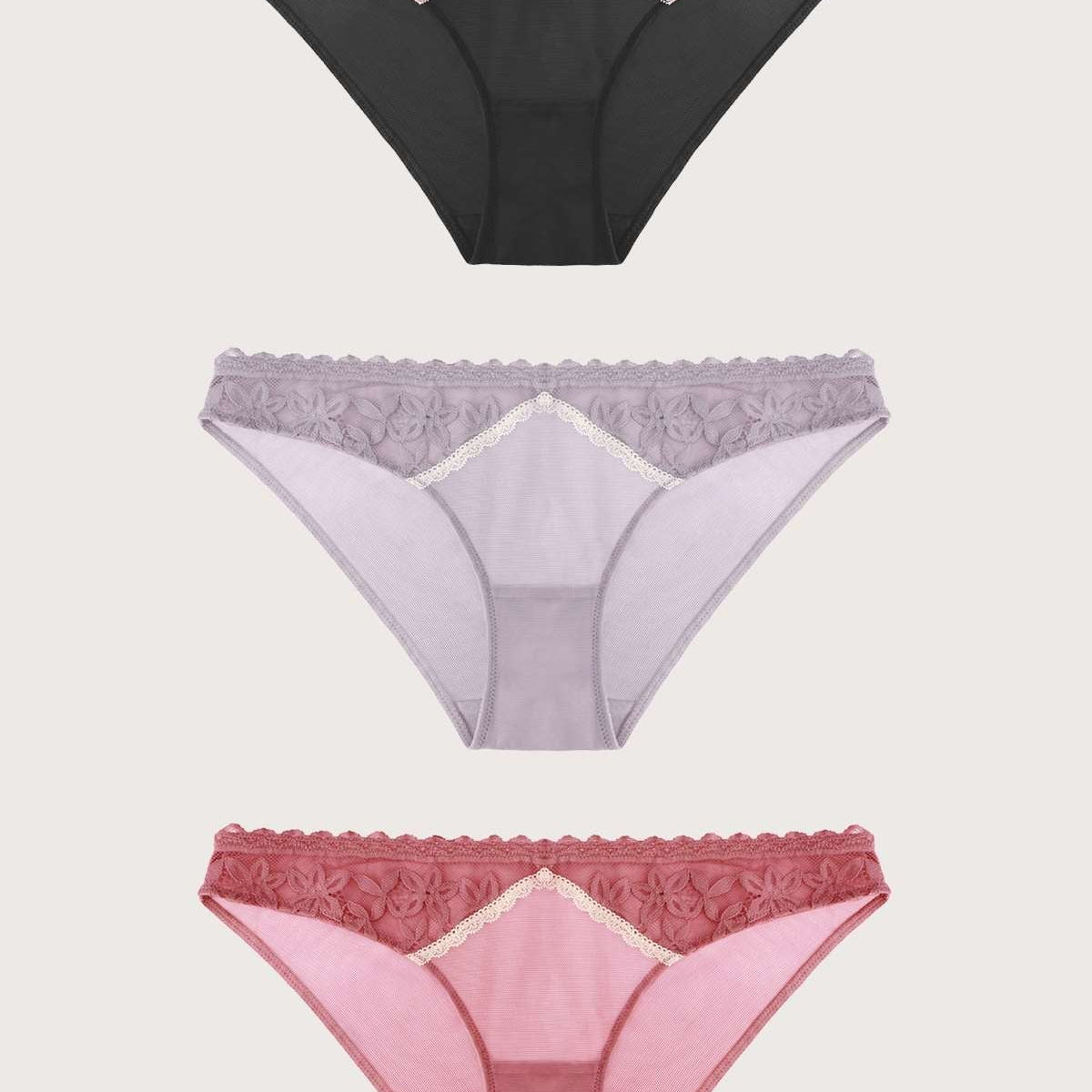 HSIA Contrast Color Bikini Panties 3 Pack - HSIA