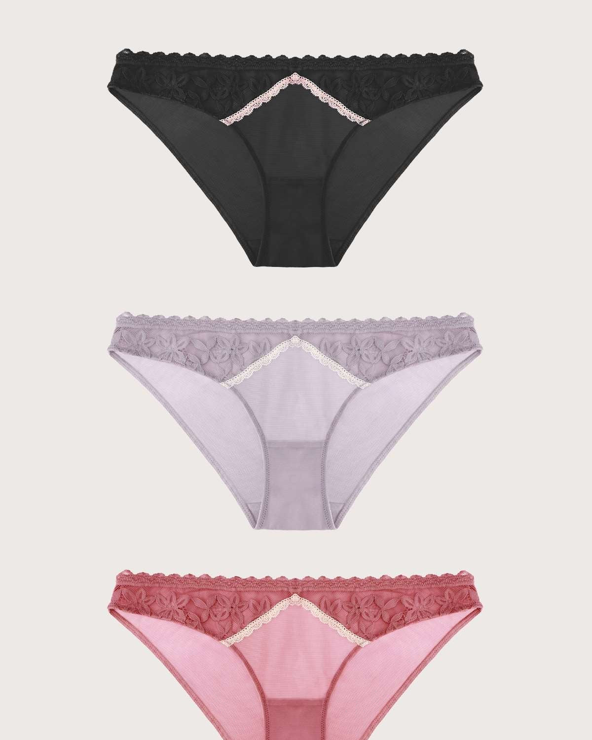 HSIA Contrast Color Bikini Panties 3 Pack - HSIA