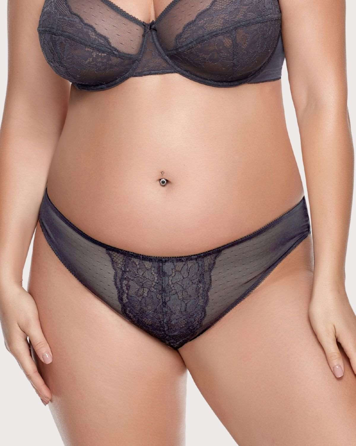 Enchante Lace Dark Gray Bikini Underwear - HSIA