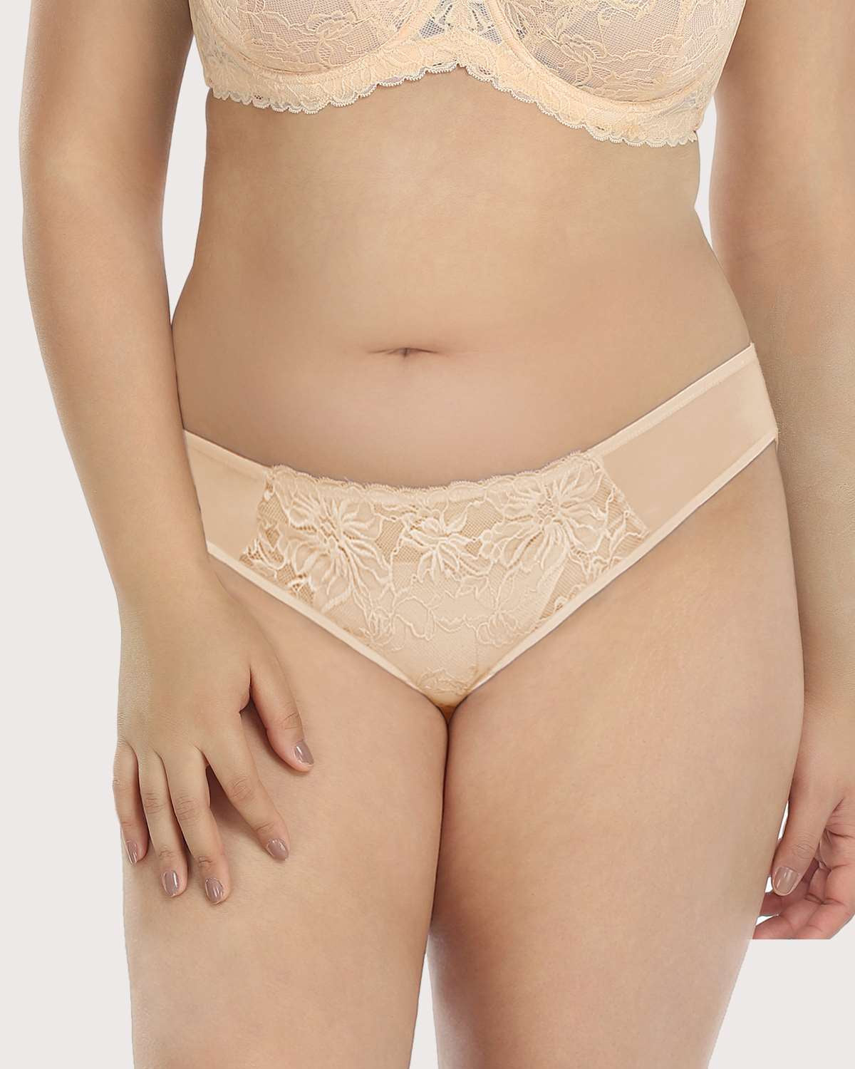 HSIA Breathable Sexy Lace Beige Cream Bikini Underwear - HSIA