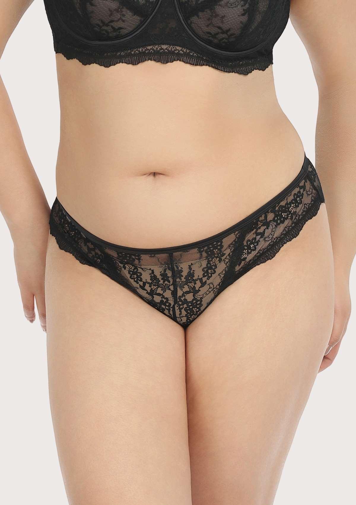HSIA Floral Bridal Lace Back Black Bikini Underwear - HSIA