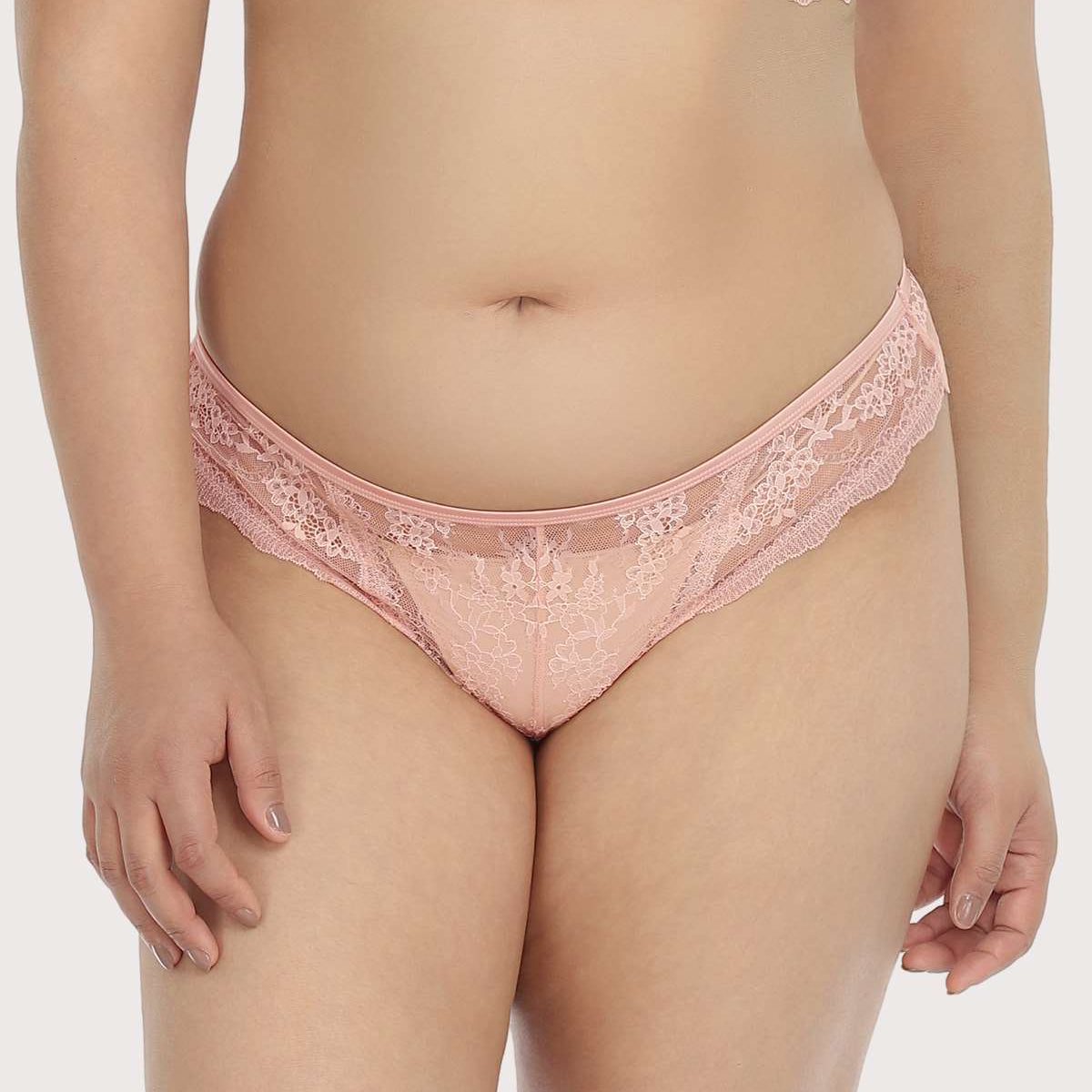 HSIA Floral Bridal Lace Back Pink Bikini Underwear - HSIA