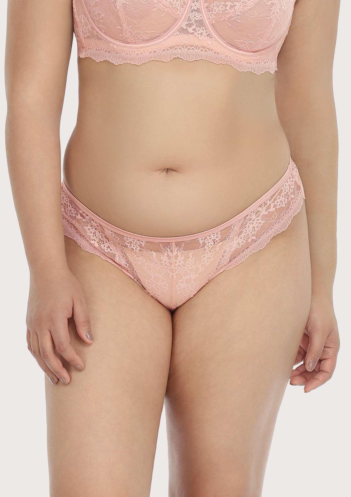 HSIA Floral Bridal Lace Back Pink Bikini Underwear - HSIA