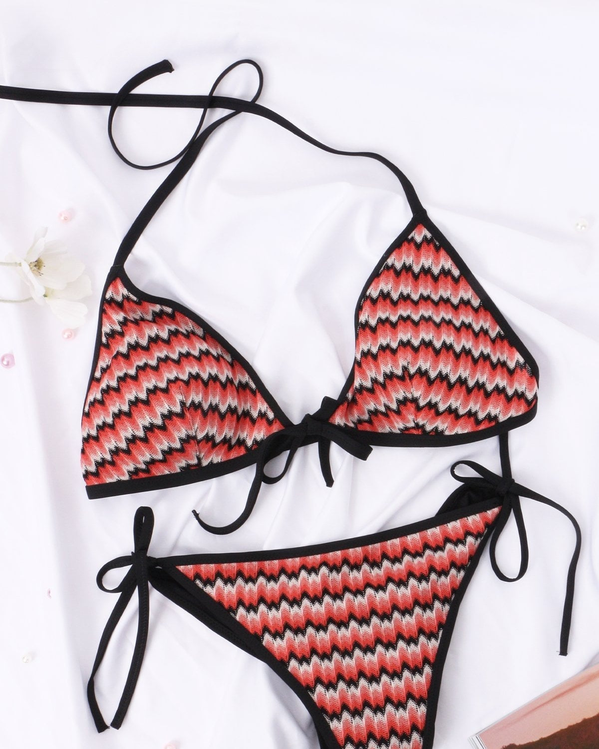 Two Piece Halter Tie Side Bikini Bathing Suit - HSIA