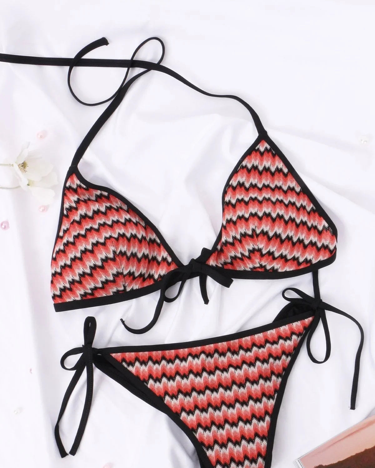 Two Piece Halter Tie Side Bikini Bathing Suit - HSIA
