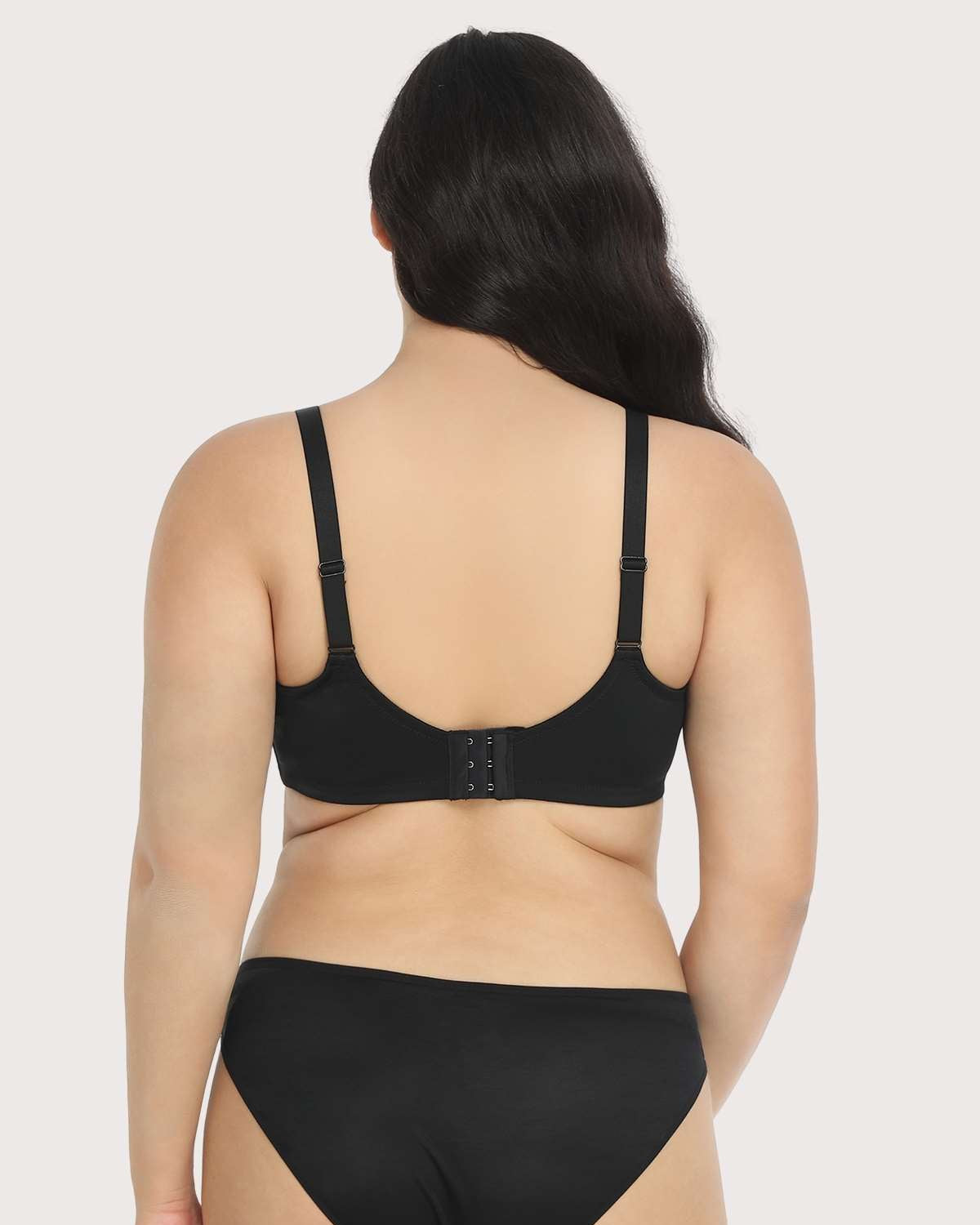 Billie Cross Front Strap Black Smooth Sheer Mesh Underwire Bra Set - HSIA