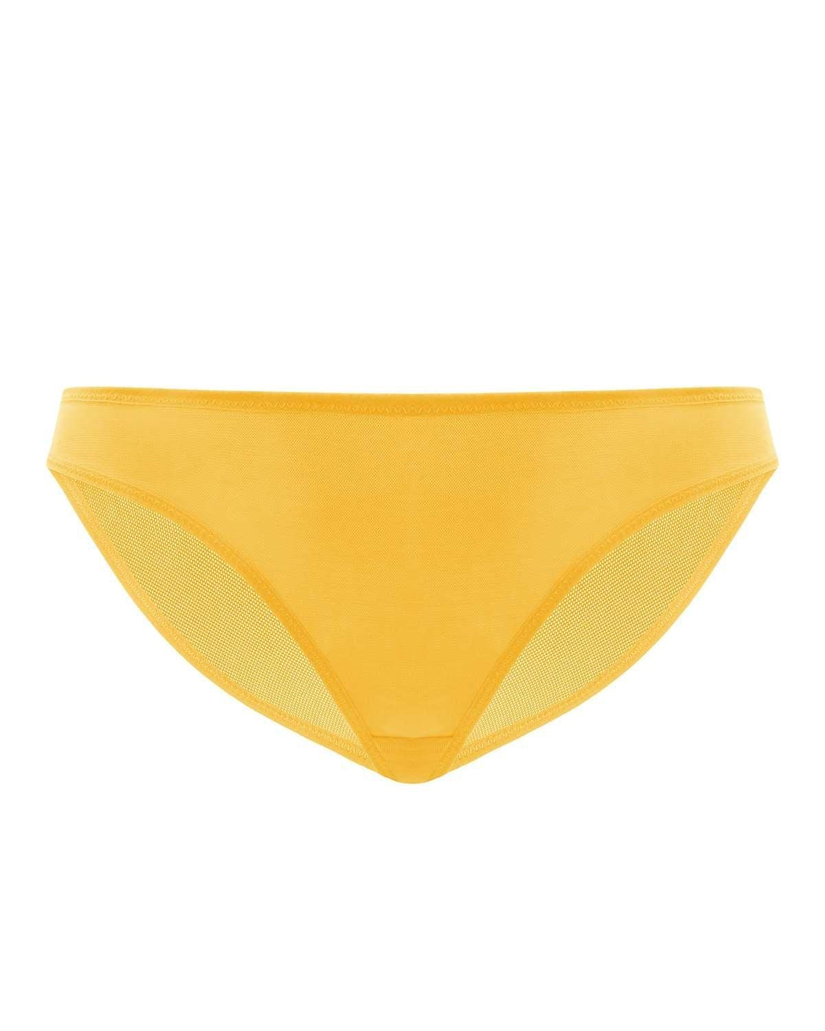 Billie Smooth Yellow Sheer Mesh Bikini Underwear - HSIA