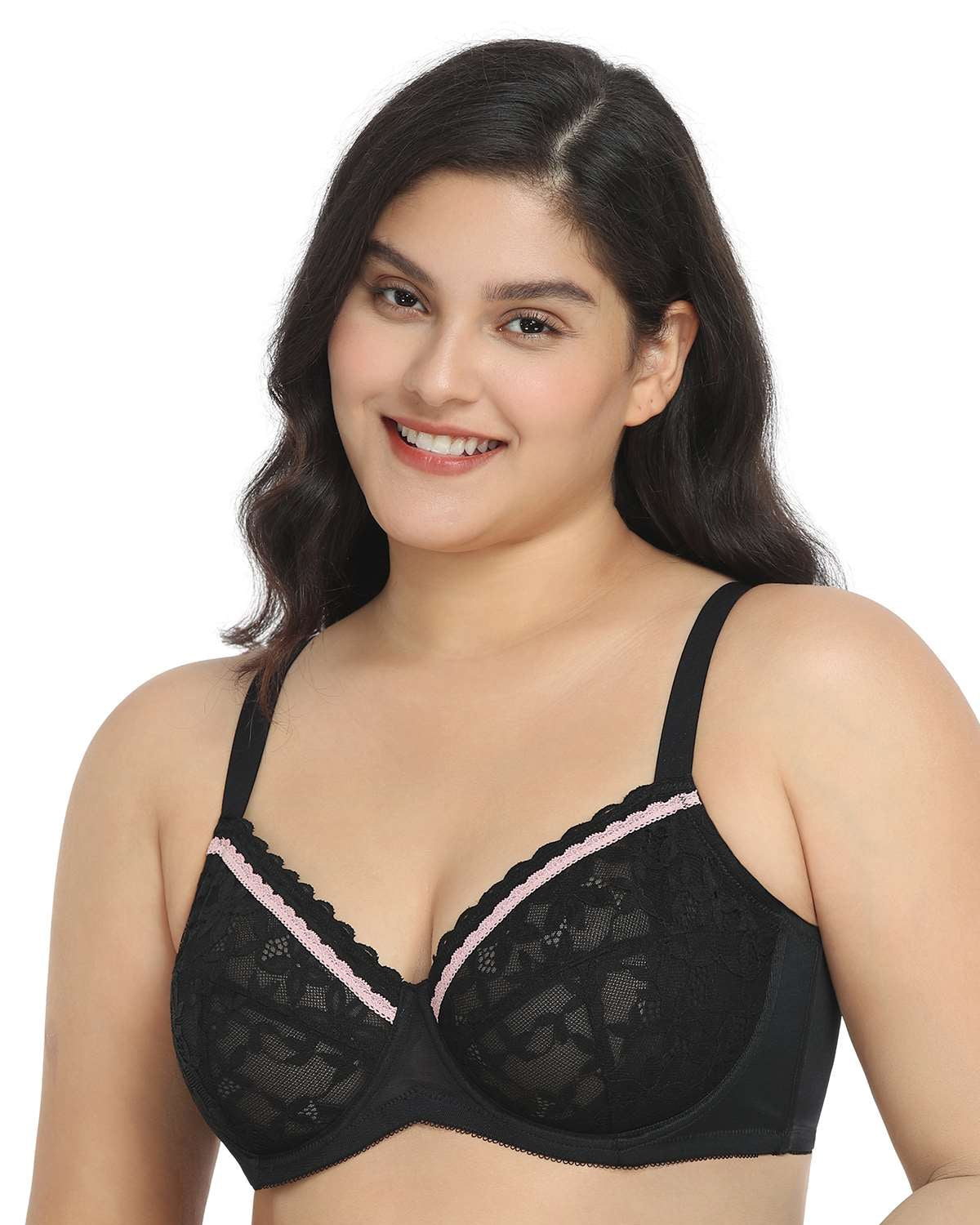 Jessamine Contrast Color Lace Underwire Bra - HSIA