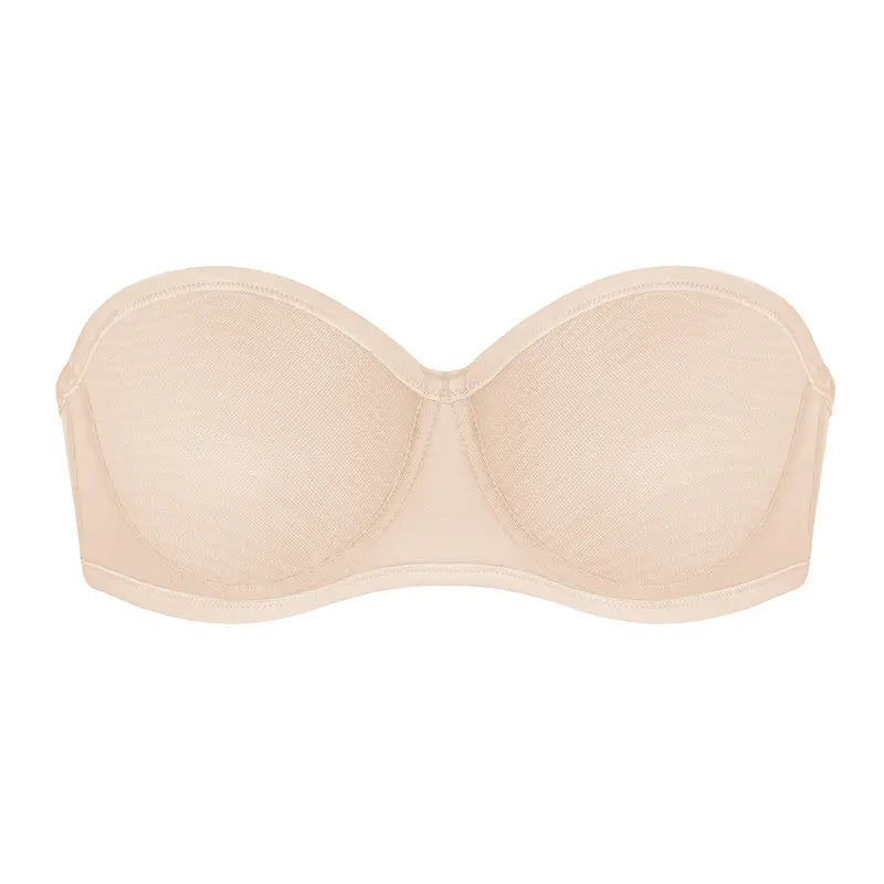Bella Sheer Mesh Unlined Underwire Strapless Balconette Bra