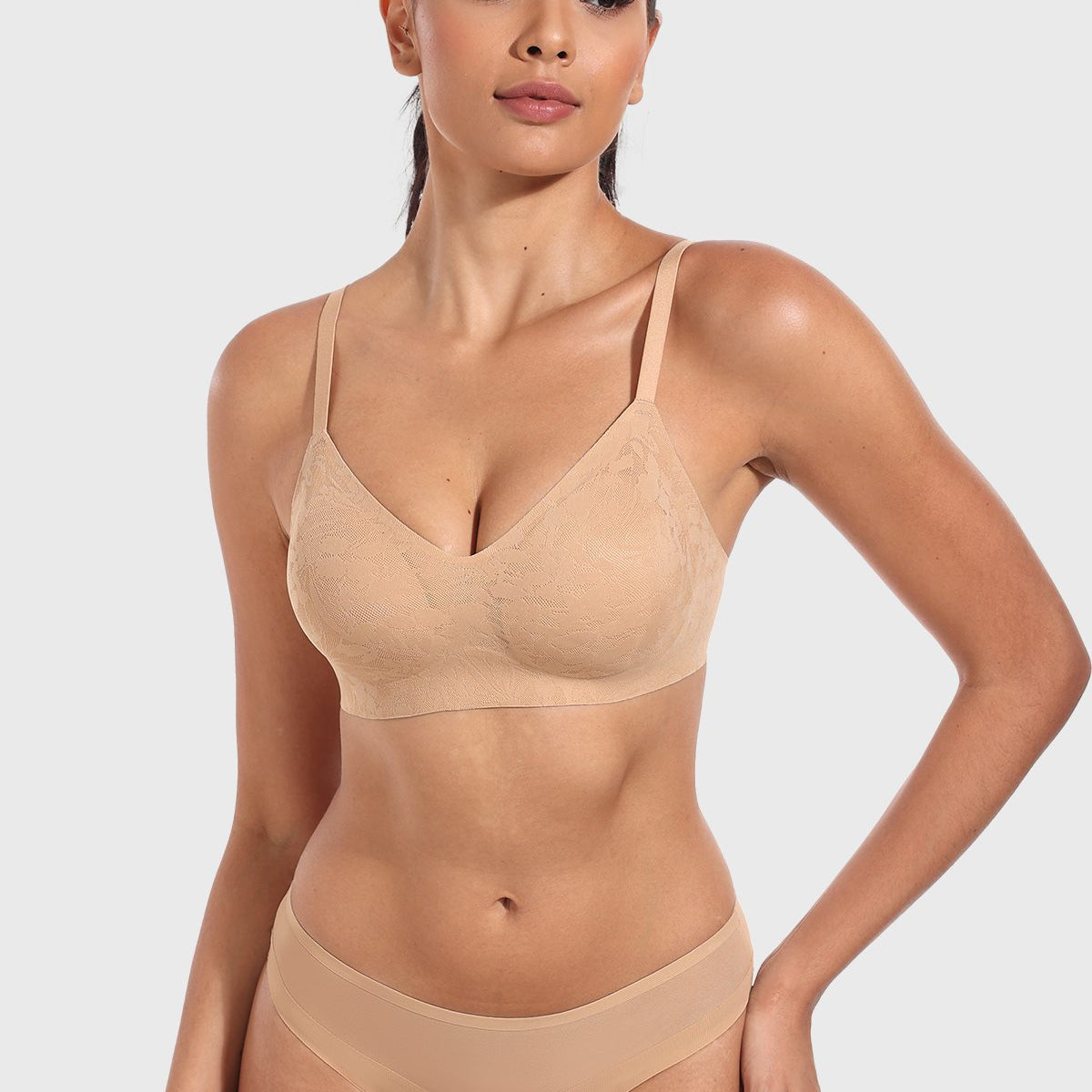 Wireless Seamless Comfort Bralette Full Coverage V-neck for Backless - HSIA