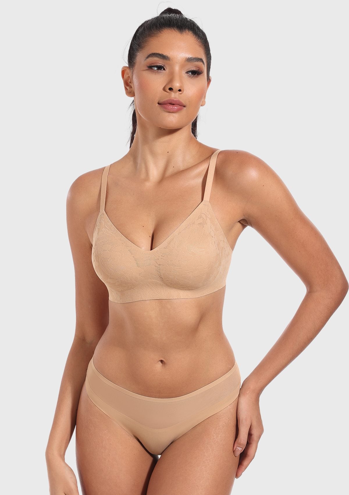 Wireless Seamless Comfort Bralette Full Coverage V-neck for Backless - HSIA
