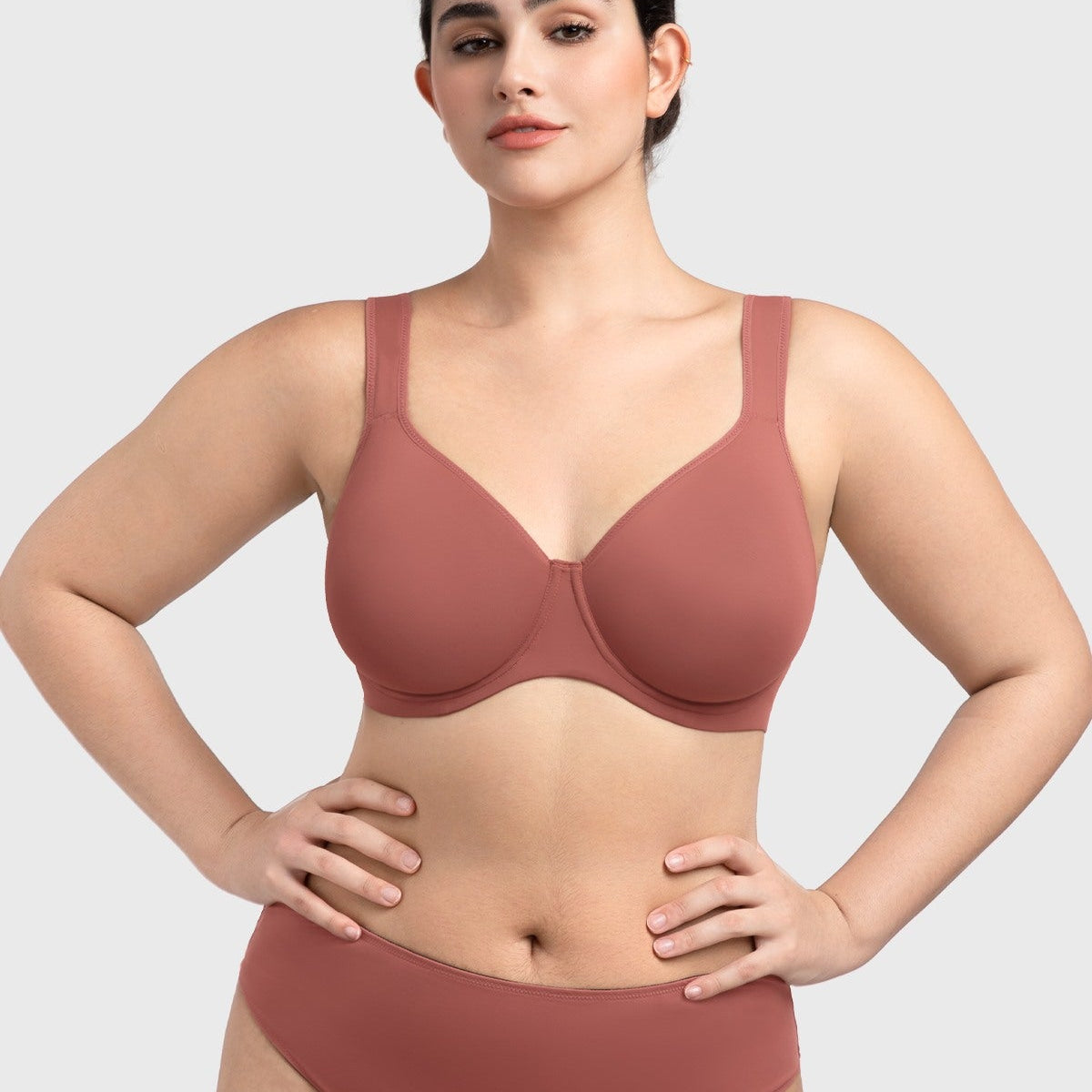 (Cardi B recommends)Joan Ultimate Soft Dark Beige T-shirt Unlined Minimizer Bra - HSIA