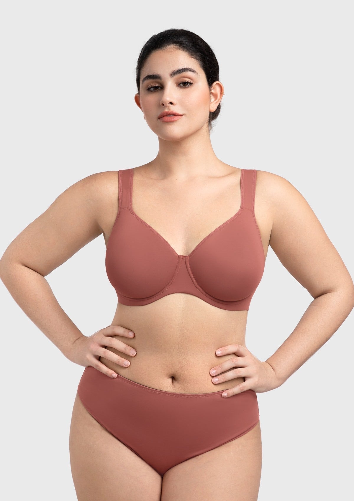 (Cardi B recommends)Joan Ultimate Soft Dark Beige T-shirt Unlined Minimizer Bra - HSIA