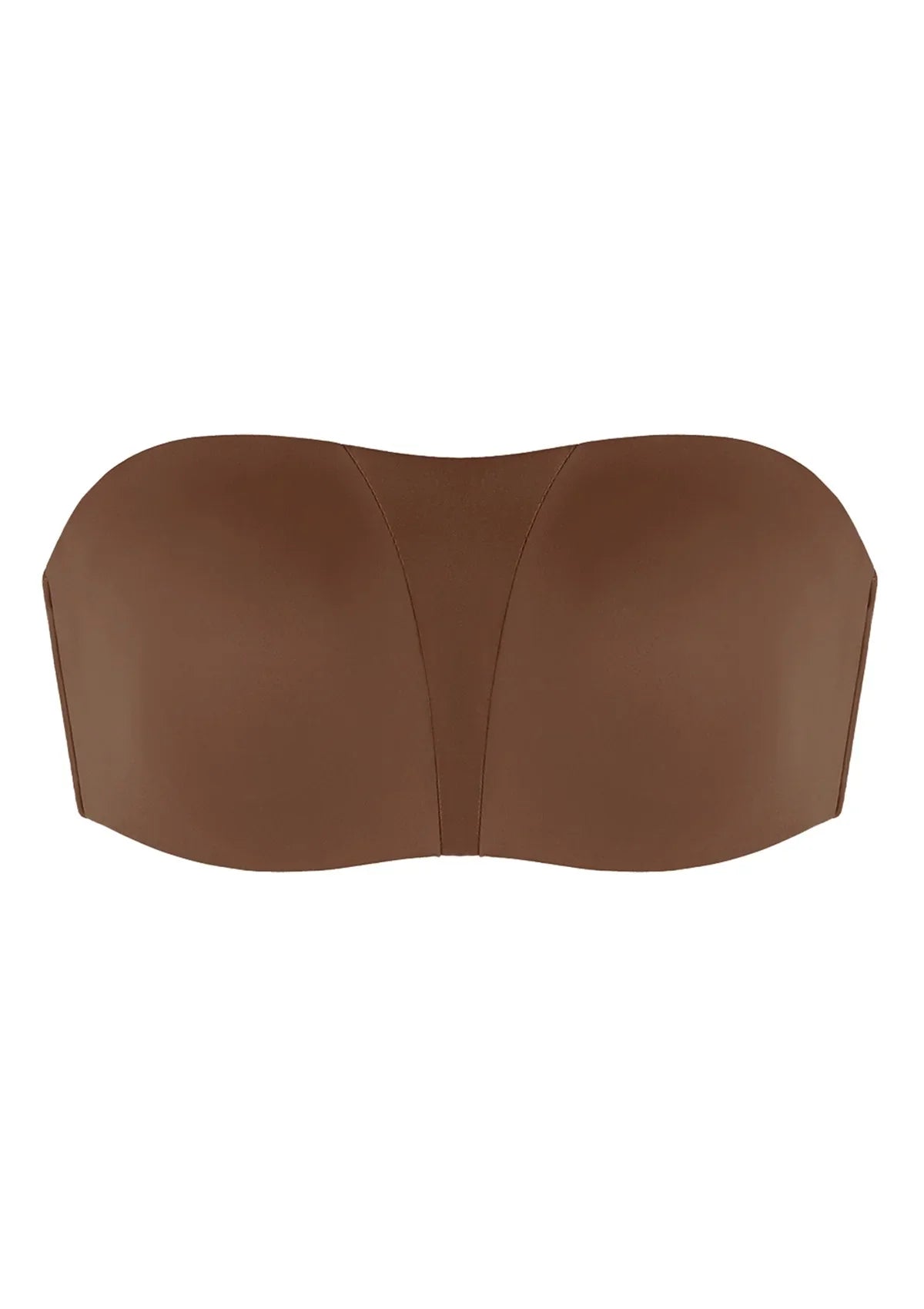 Fiery Unlined Seamless Comfort Underwire Plus Size Bandeau Strapless Coffee Bra - HSIA