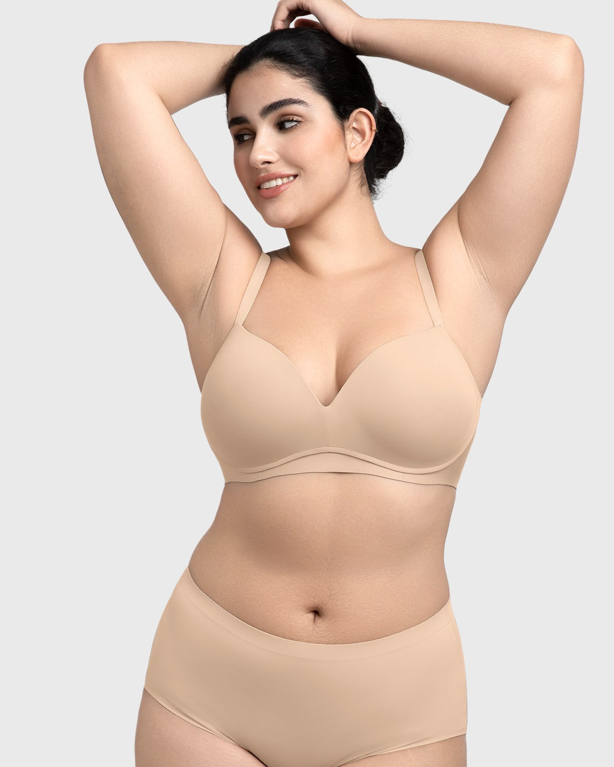 Comfortable Wireless Push Up Plunge Bra with Padded V Lift - HSIA