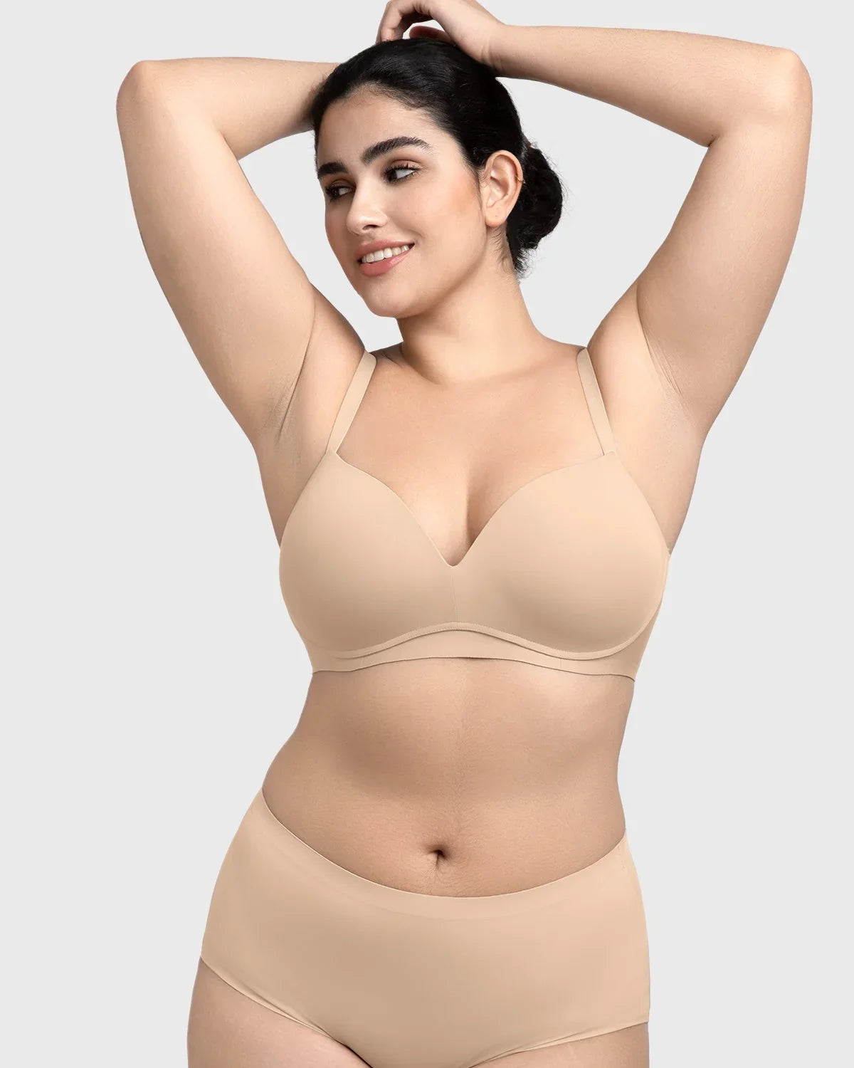 Comfortable Wireless Push Up Plunge Bra with Padded V Lift - HSIA