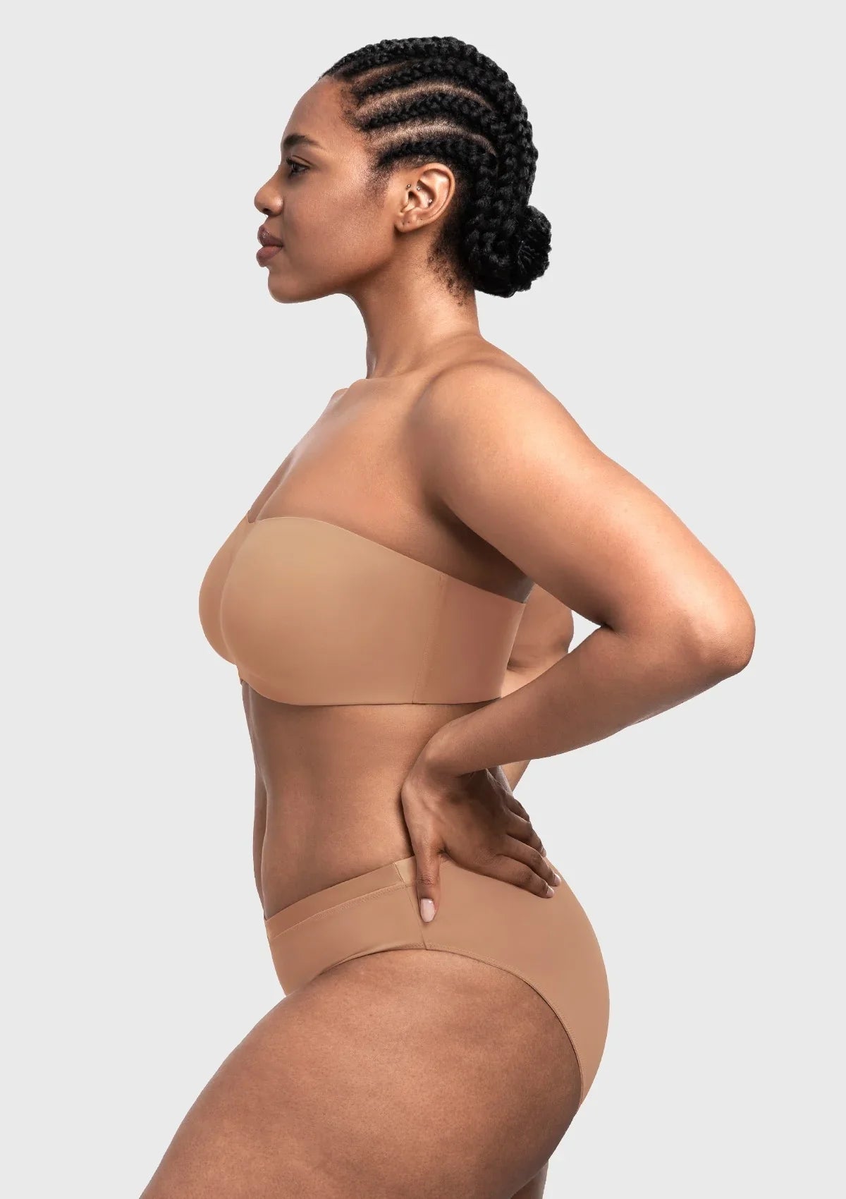Fiery Unlined Seamless Comfort Underwire Plus Size Bandeau Strapless Coffee Bra - HSIA