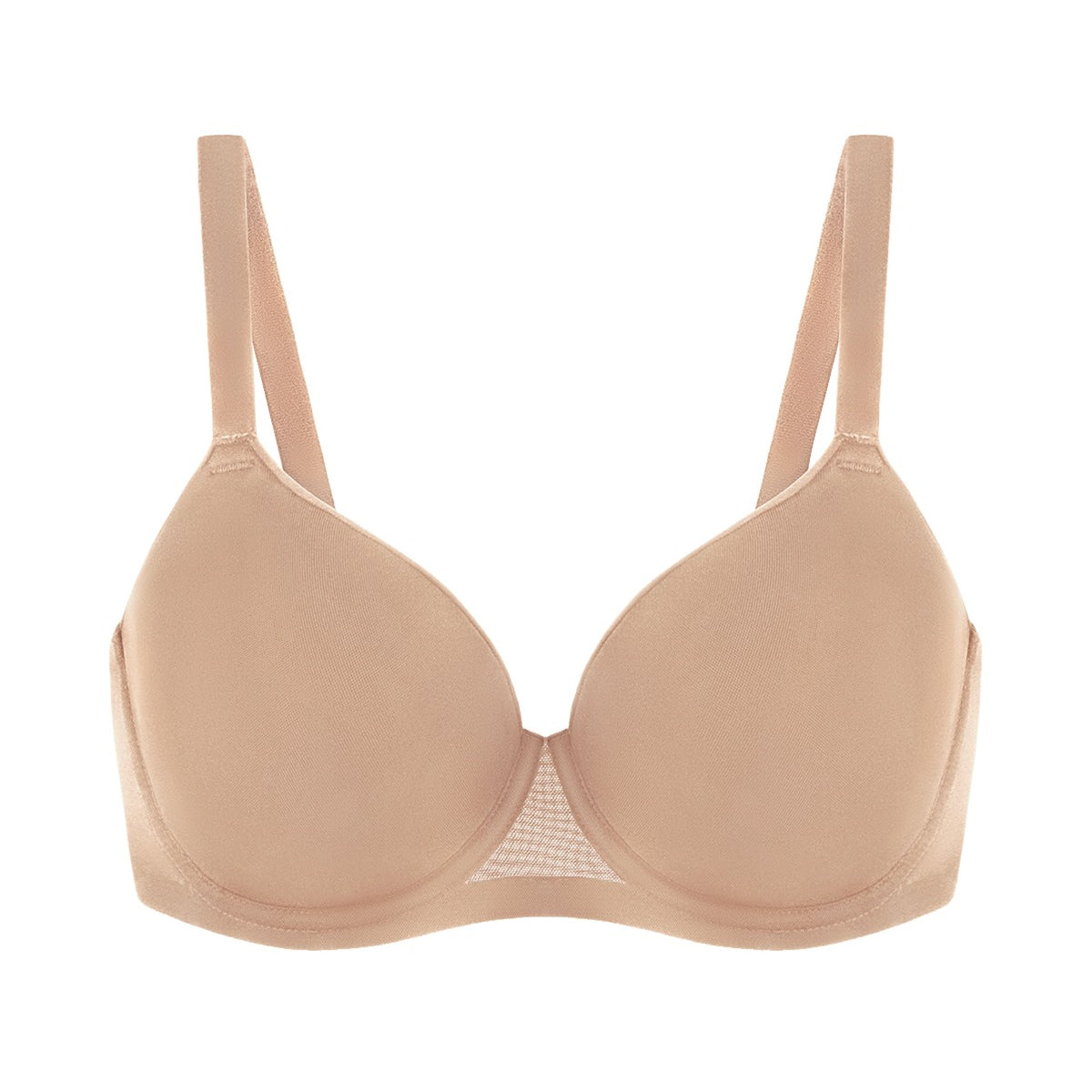 AirMesh Dark Beige Full Coverage Smooth Mesh Lightly Padded Lined Underwire T-Shirt Bra - HSIA