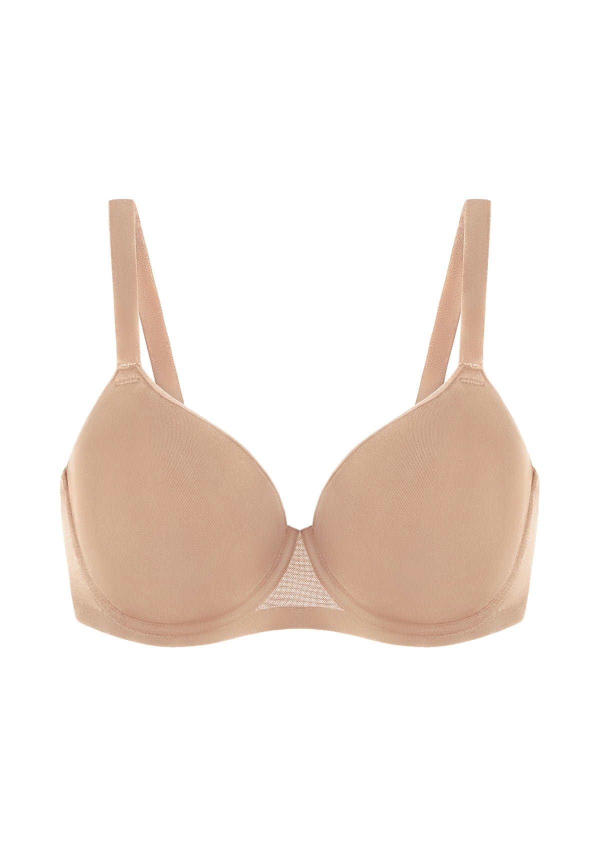 AirMesh Dark Beige Full Coverage Smooth Mesh Lightly Padded Lined Underwire T-Shirt Bra - HSIA