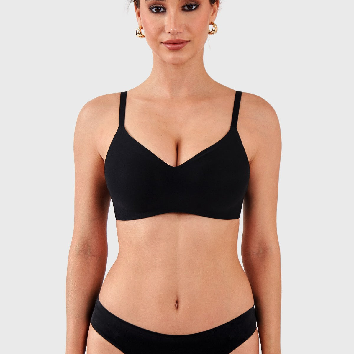 HSIA Ada Buttery Soft V-Neck Wireless Comfortable Bra No Underwire Supportive T-shirt Push Up Bralettes Plunge Seamless - HSIA