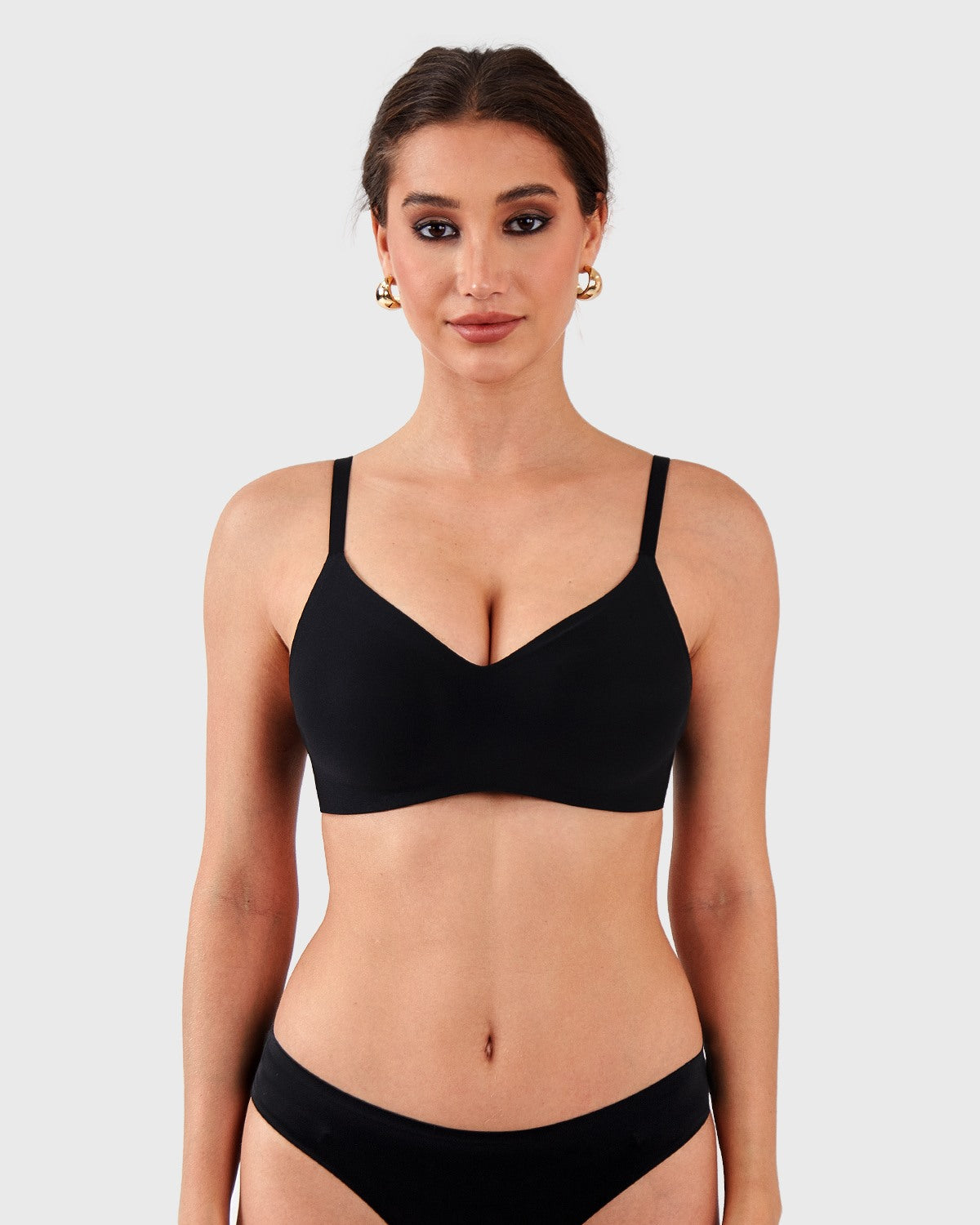 HSIA Ada Buttery Soft V-Neck Wireless Comfortable Bra No Underwire Supportive T-shirt Push Up Bralettes Plunge Seamless - HSIA