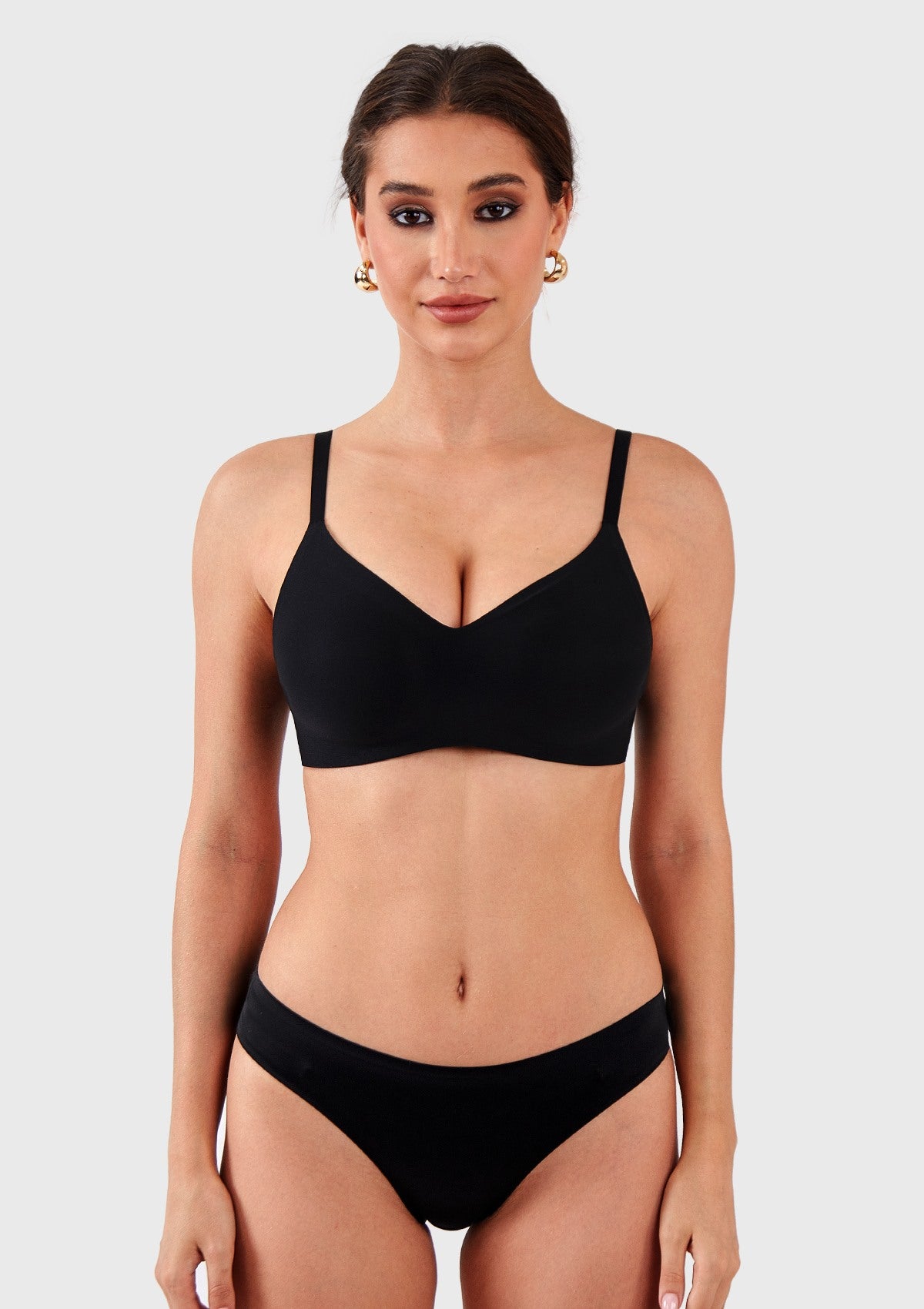 HSIA Ada Buttery Soft V-Neck Wireless Comfortable Bra No Underwire Supportive T-shirt Push Up Bralettes Plunge Seamless - HSIA