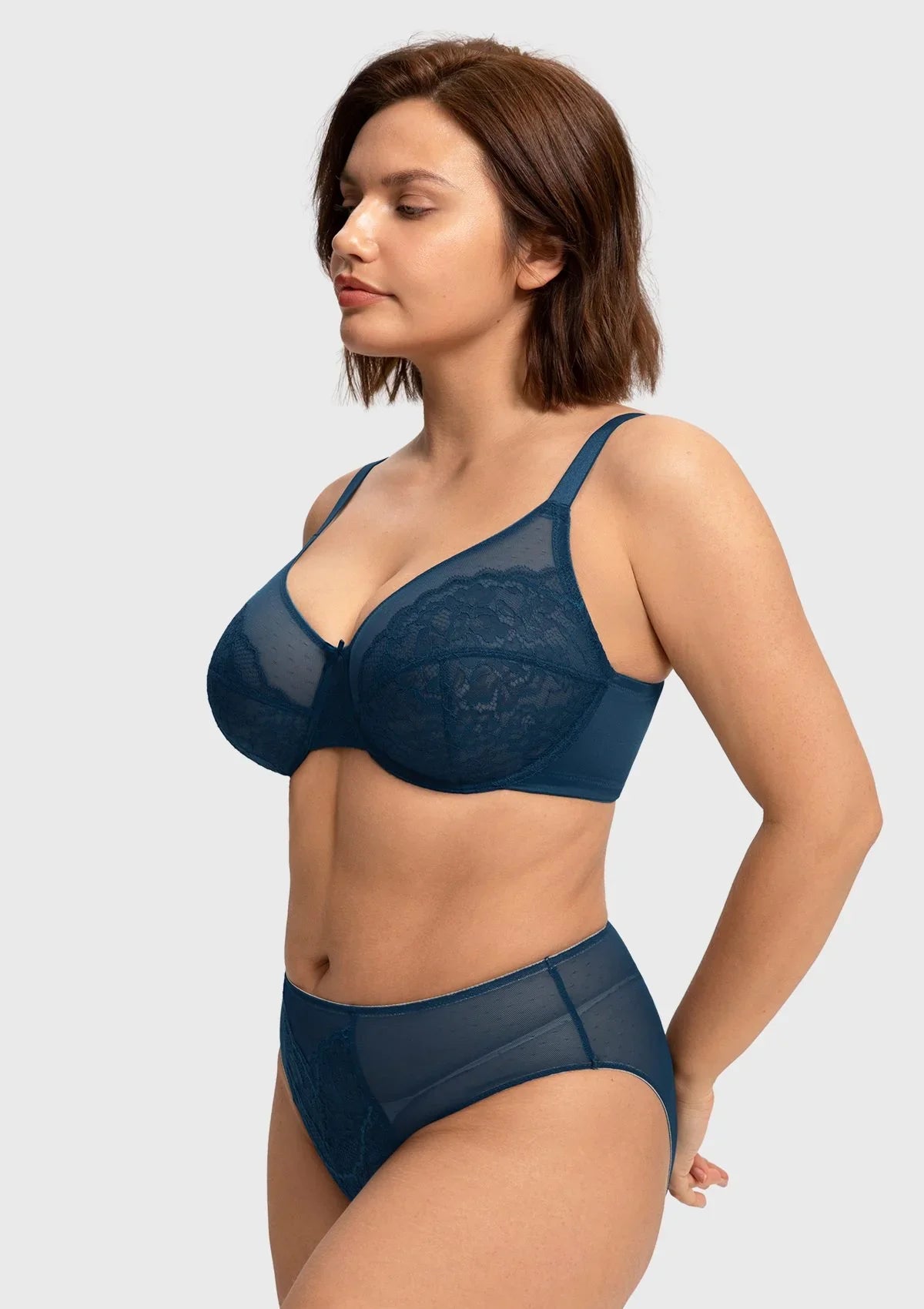 Enchante Lace Unlined Full Coverage Underwire Bra - HSIA
