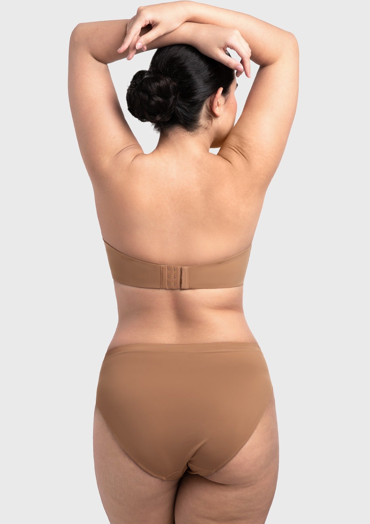 Fiery Unlined Seamless Comfort Underwire Plus Size Bandeau Strapless Coffee Bra - HSIA