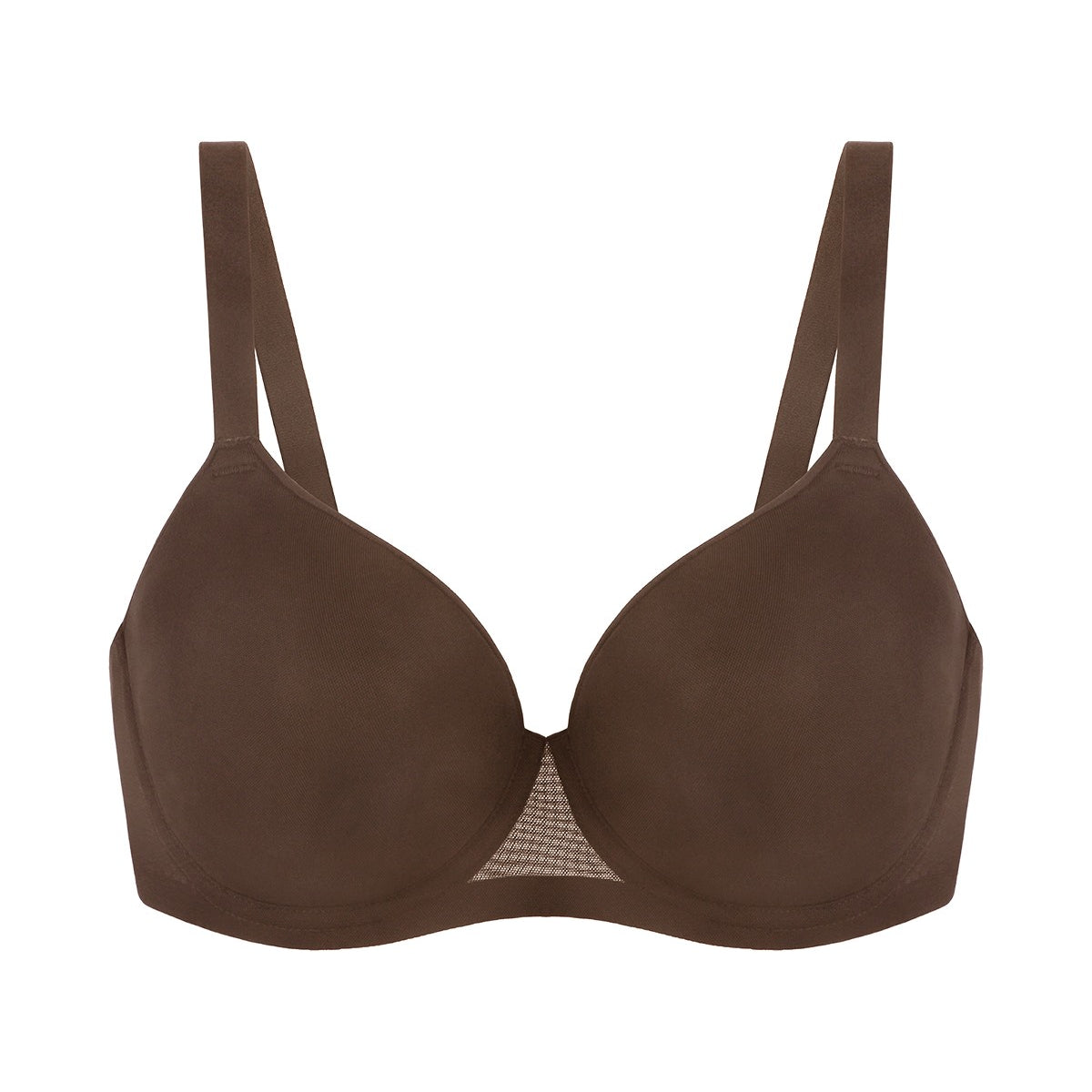 AirMesh Dark Beige Full Coverage Smooth Mesh Lightly Padded Lined Underwire T-Shirt Bra - HSIA