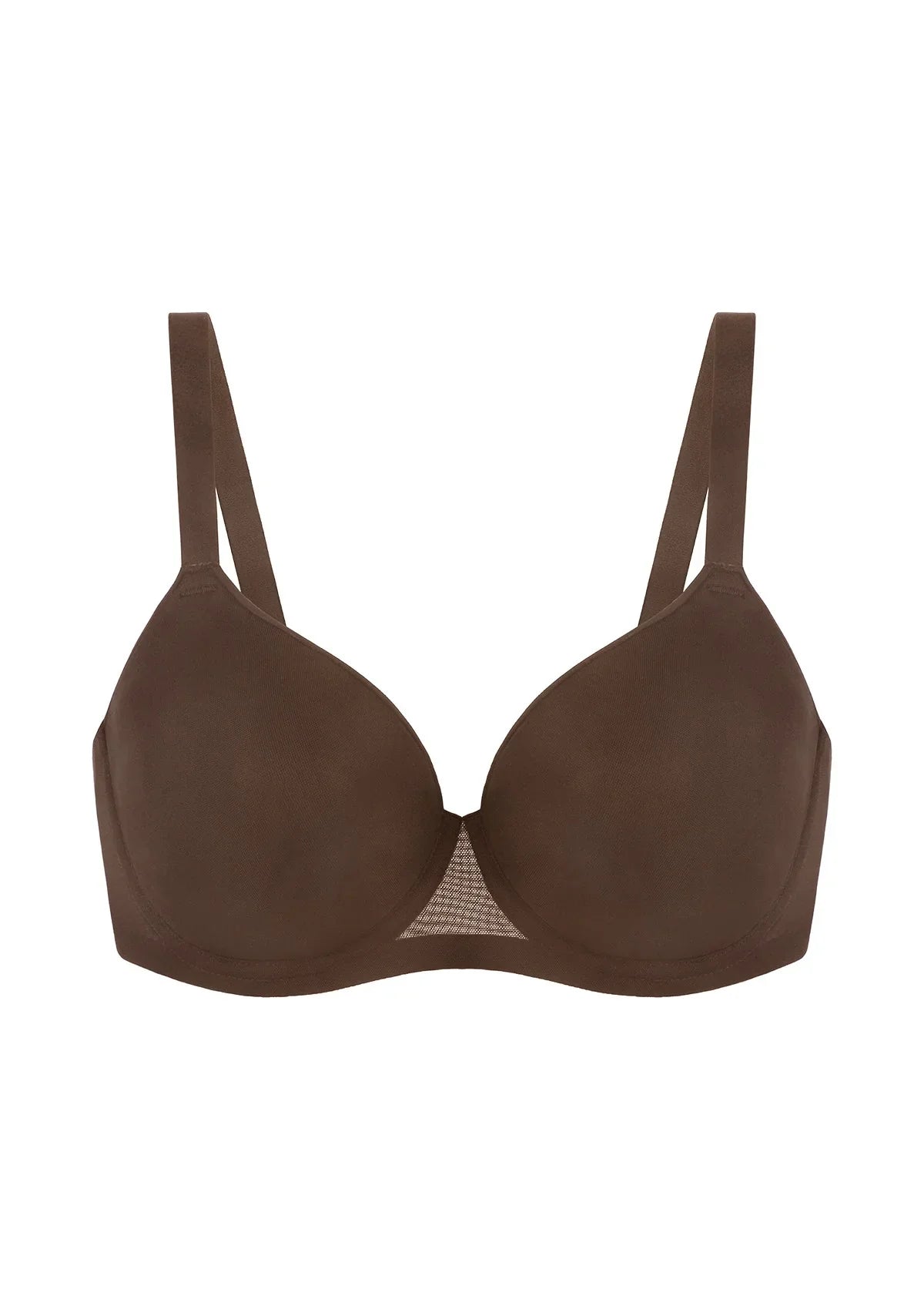 AirMesh Dark Beige Full Coverage Smooth Mesh Lightly Padded Lined Underwire T-Shirt Bra - HSIA