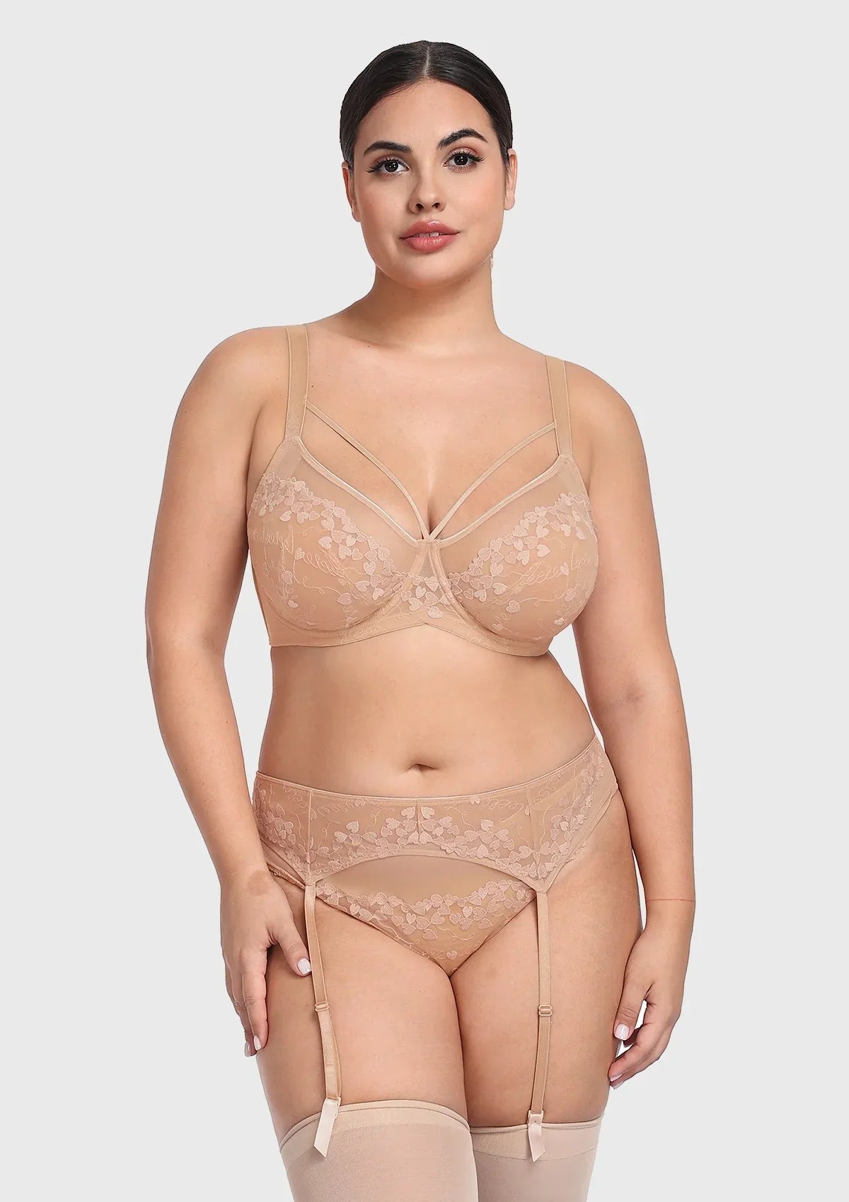 HSIA Renna Holiday Embroidered Pink Mesh Thong Underwear - HSIA
