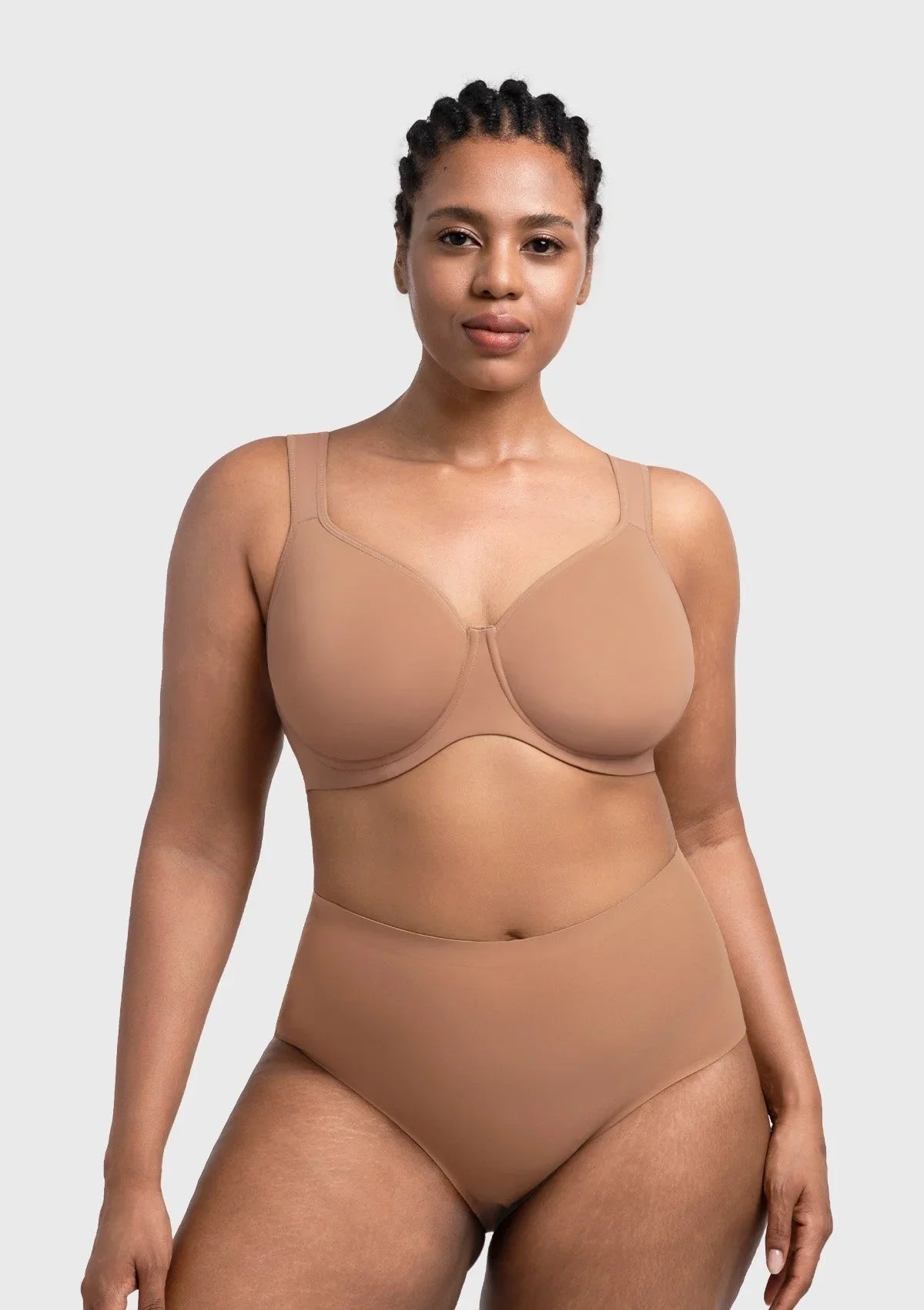 (Cardi B recommends)Joan Ultimate Soft Dark Beige T-shirt Unlined Minimizer Bra - HSIA