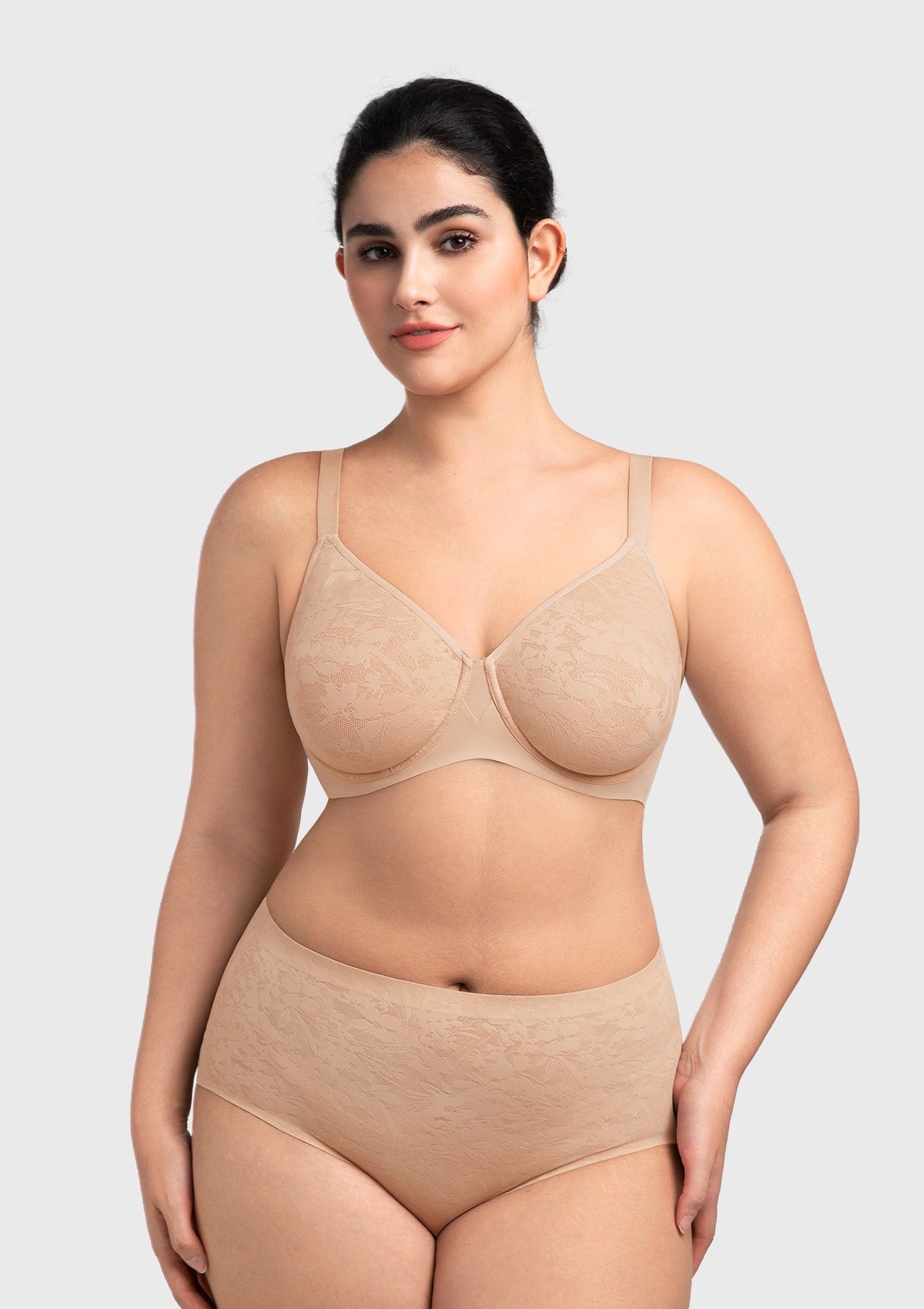 HSIA Auri Seamless Lace Support Bra Full Coverage Underwire Comfort Fit - HSIA