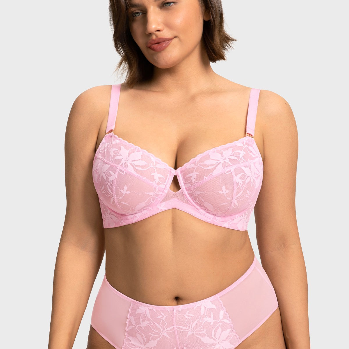 HSIA Petalia Plus Size Seamless Lace Underwire Balconette Demi No Padded Bra with High Elastic Fabric Delicate Lace Trim Cutout & Adjustable Straps - HSIA