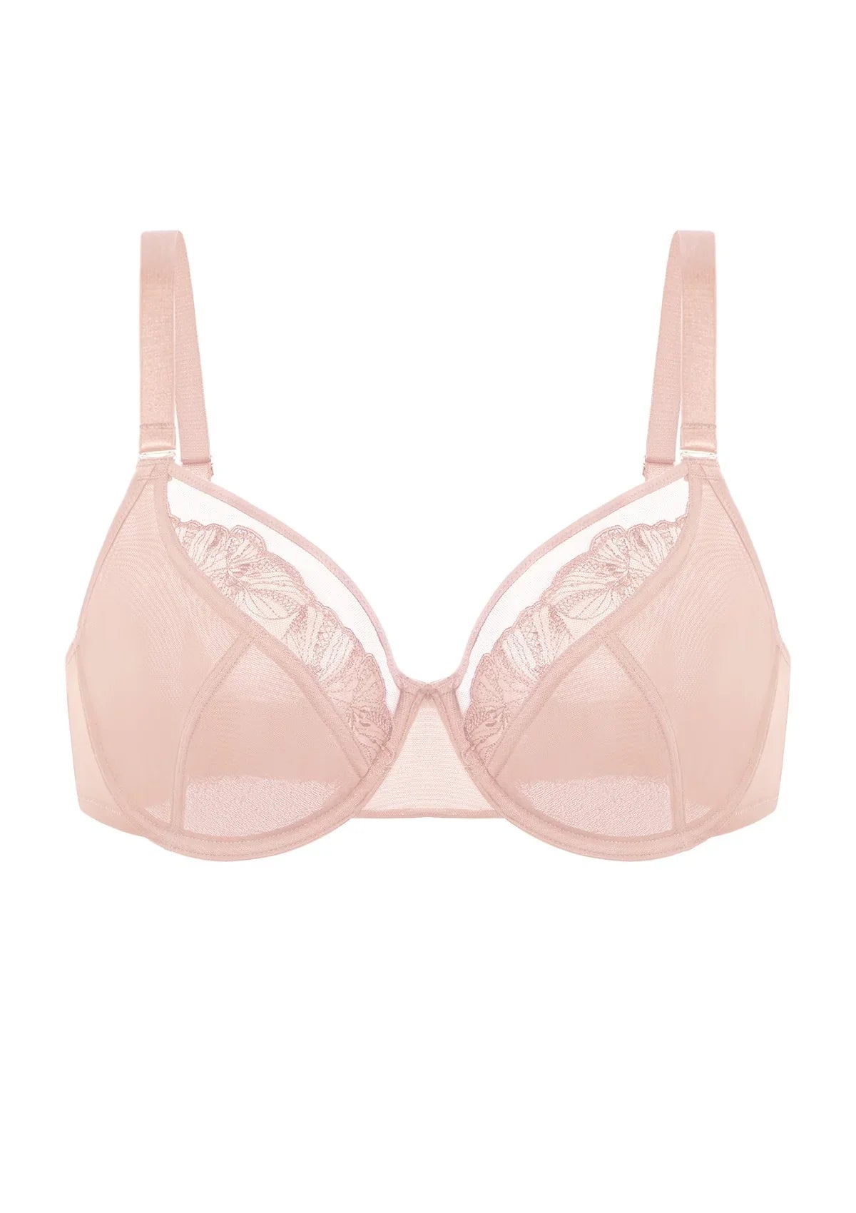 HSIA Yumi Unlined Sheer Embroidery Lace Full Coverage Bra Elegant Sculpting Support - HSIA