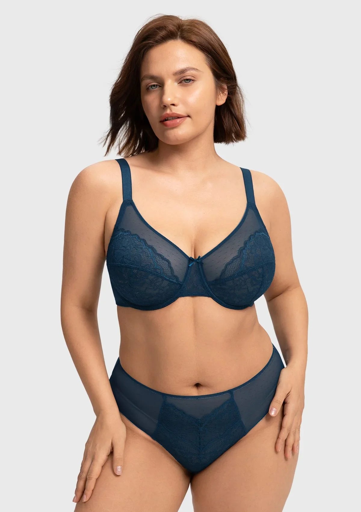 Enchante Lace Unlined Full Coverage Underwire Bra - HSIA