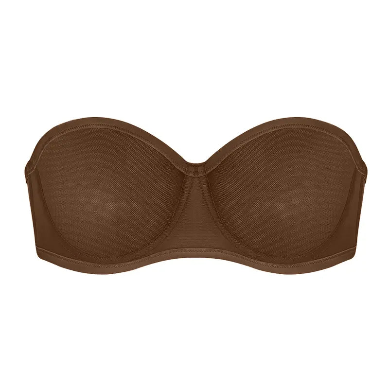 Bella Sheer Mesh Unlined Underwire Strapless Balconette Bra