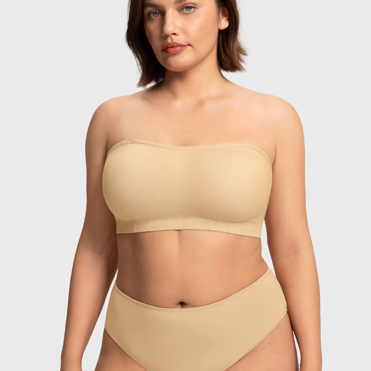 Wireless Plus Size Strapless Bra with Non-Slip Silicone & Moisture-Wicking Cups - HSIA