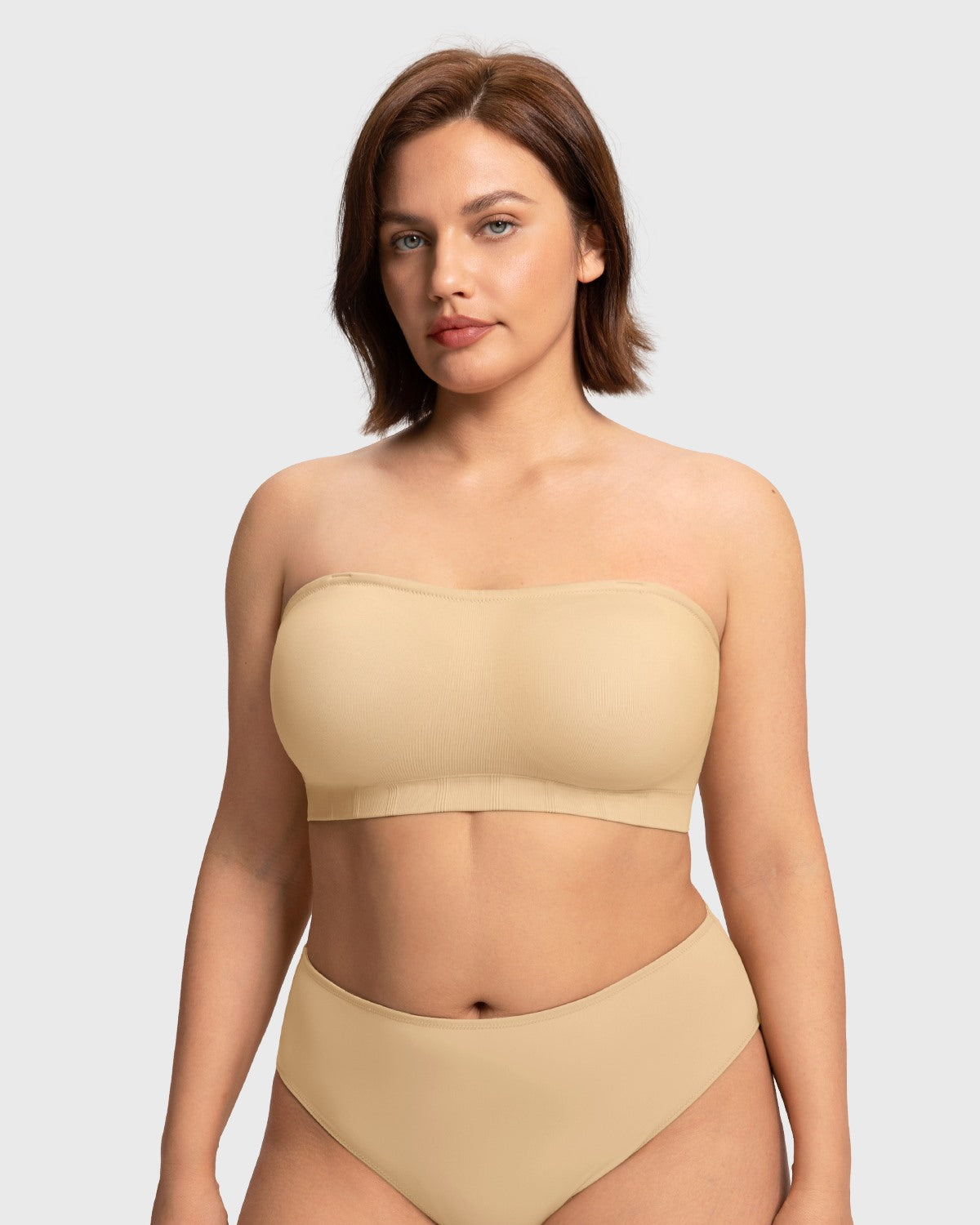 Wireless Plus Size Strapless Bra with Non-Slip Silicone & Moisture-Wicking Cups - HSIA