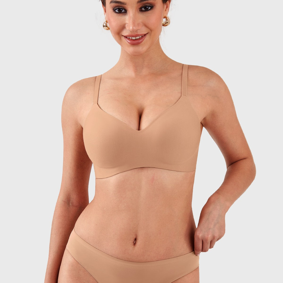 HSIA Ada Buttery Soft V-Neck Wireless Comfortable Bra No Underwire Supportive T-shirt Push Up Bralettes Plunge Seamless - HSIA