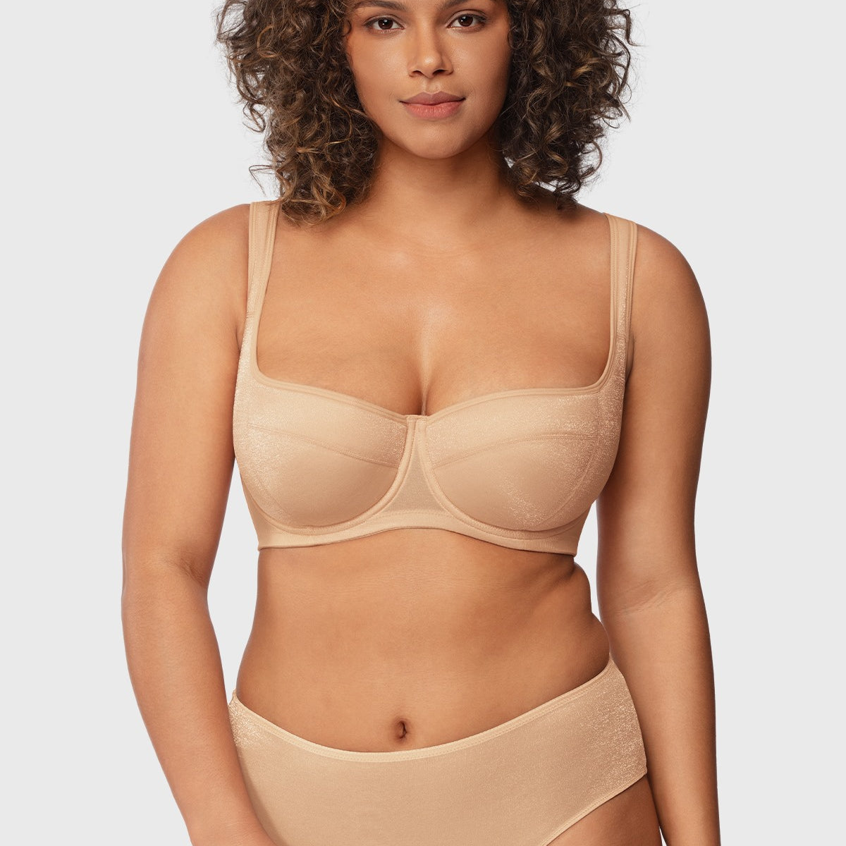 Starry Night Lightly Lined Lightly Padded Plus Size Pink Balconette Bra - HSIA