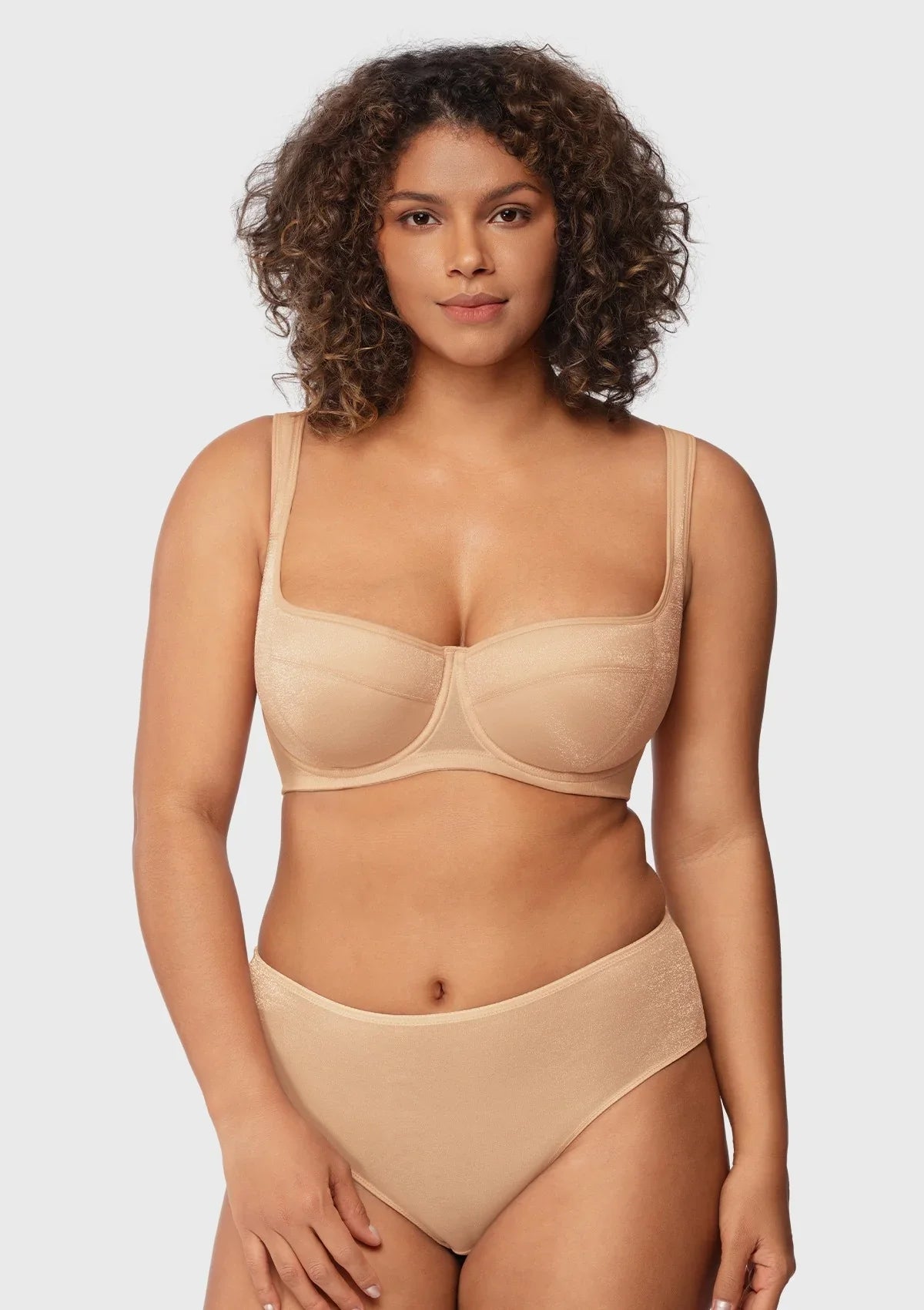 Starry Night Lightly Lined Lightly Padded Plus Size Pink Balconette Bra - HSIA