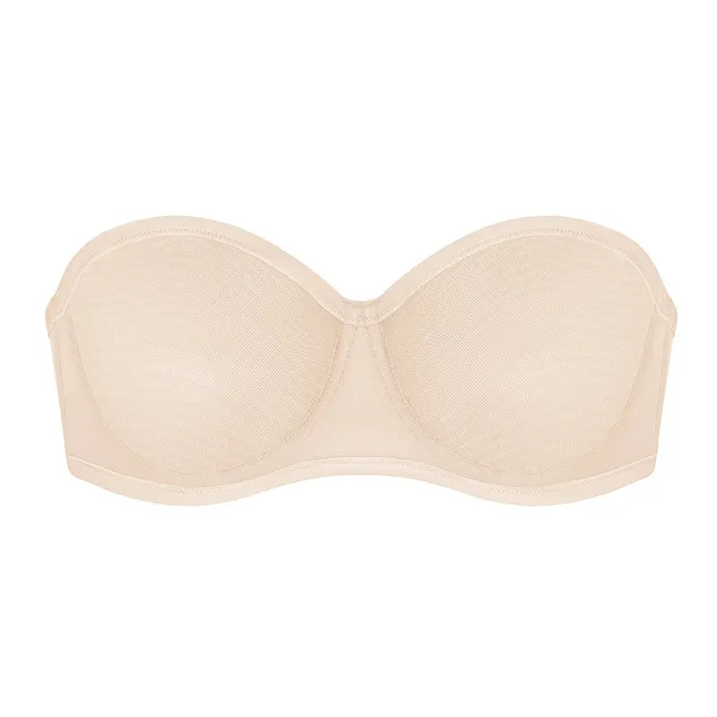 Bella Sheer Mesh Unlined Underwire Strapless Balconette Bra
