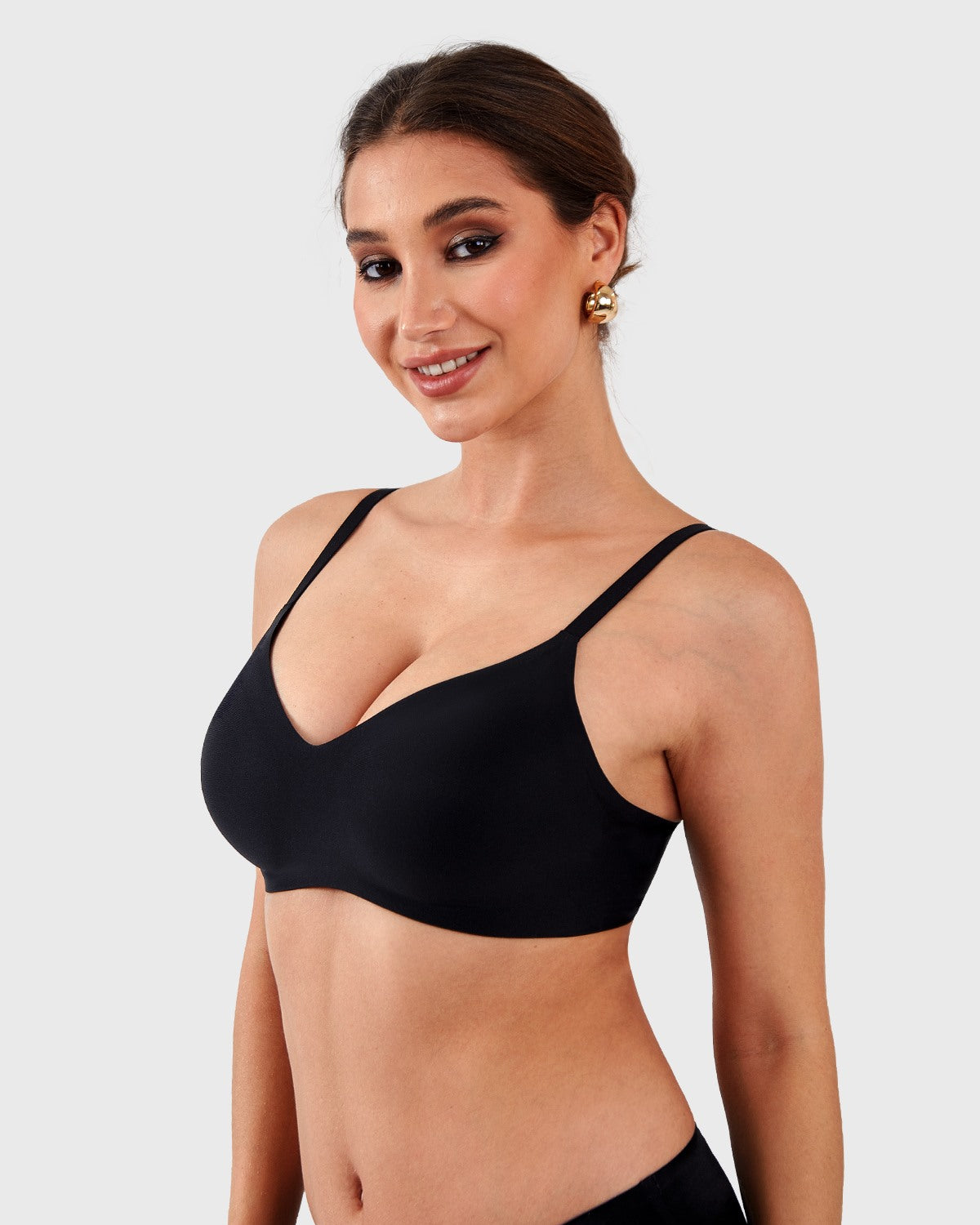 HSIA Ada Buttery Soft V-Neck Wireless Comfortable Bra No Underwire Supportive T-shirt Push Up Bralettes Plunge Seamless - HSIA