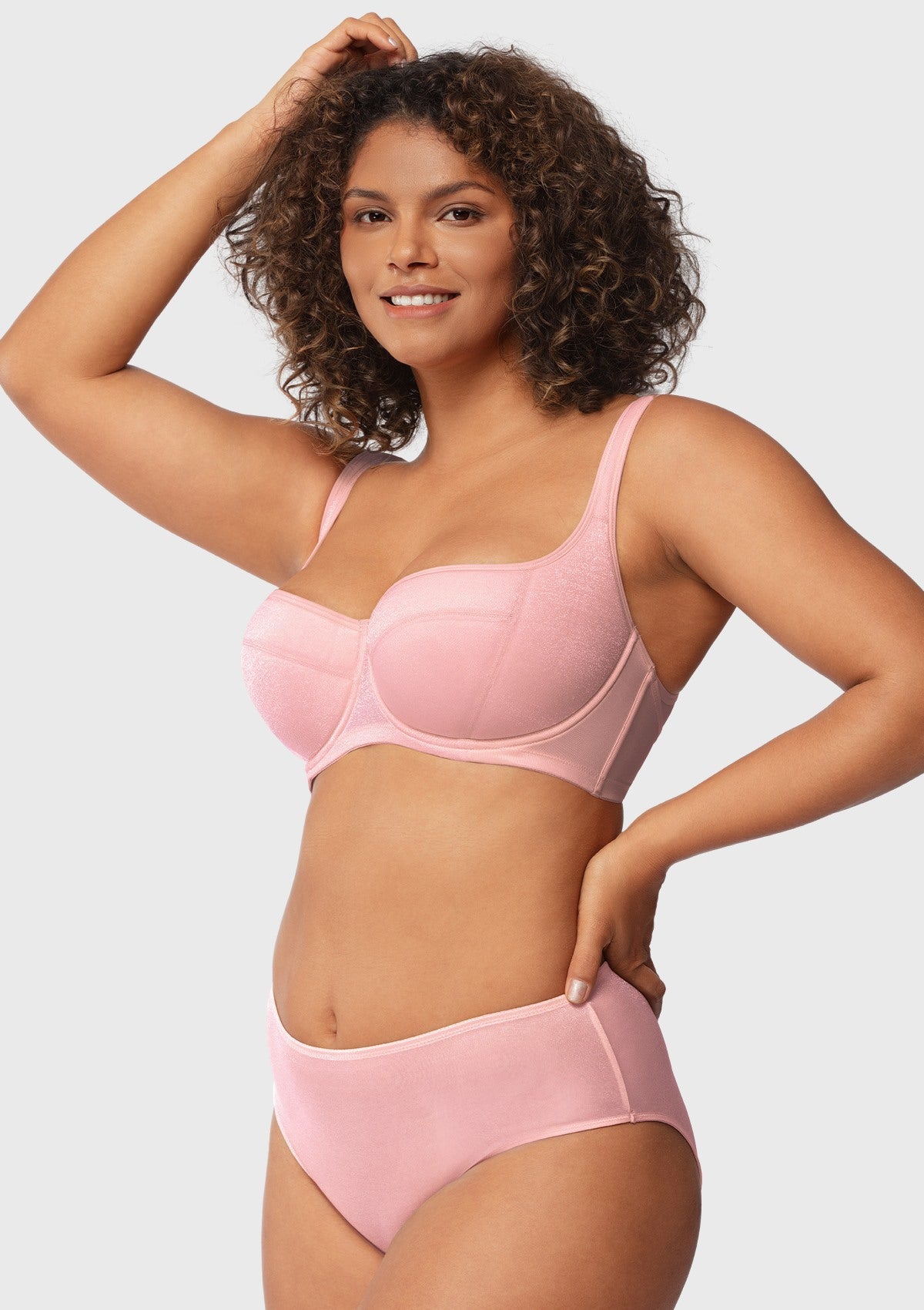 Starry Night Lightly Lined Lightly Padded Plus Size Pink Balconette Bra - HSIA