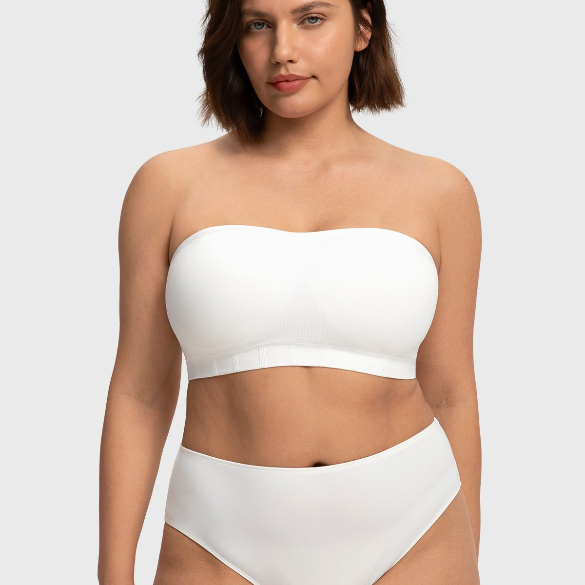 Wireless Plus Size Strapless Bra with Non-Slip Silicone & Moisture-Wicking Cups - HSIA