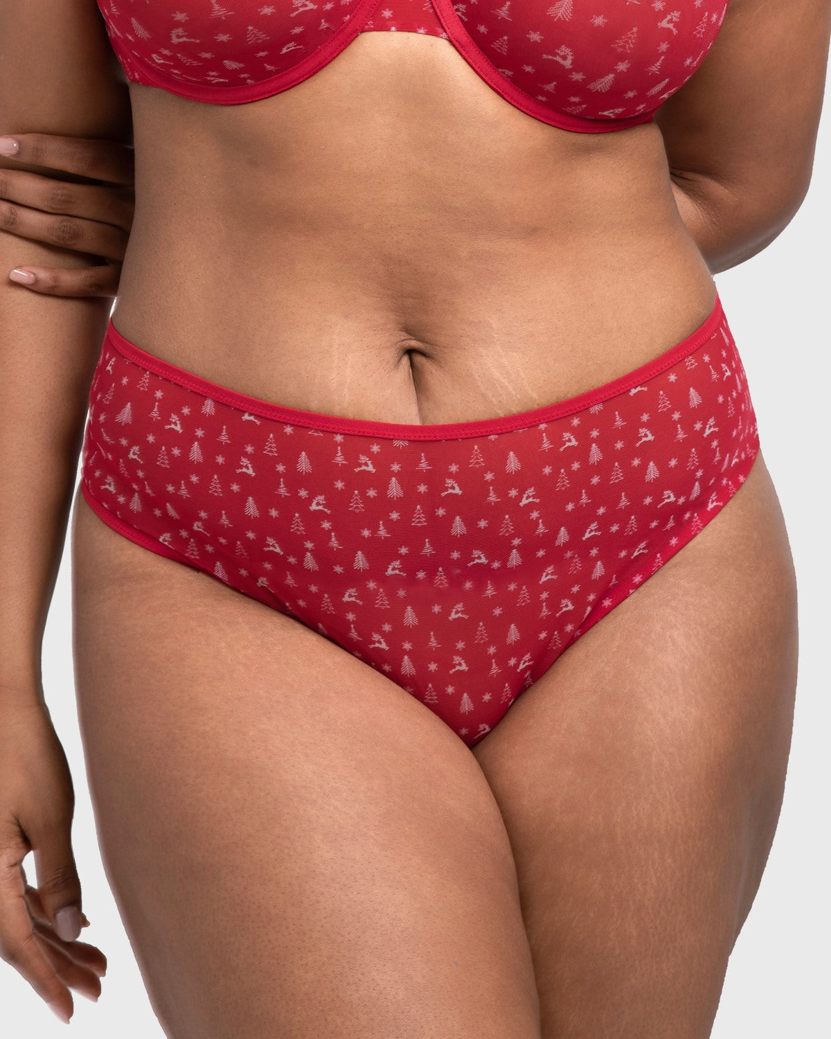 HSIA Christmas Holiday Edit Printed Mesh Panty Breathable Soft Full Coverage Comfort Fit - HSIA