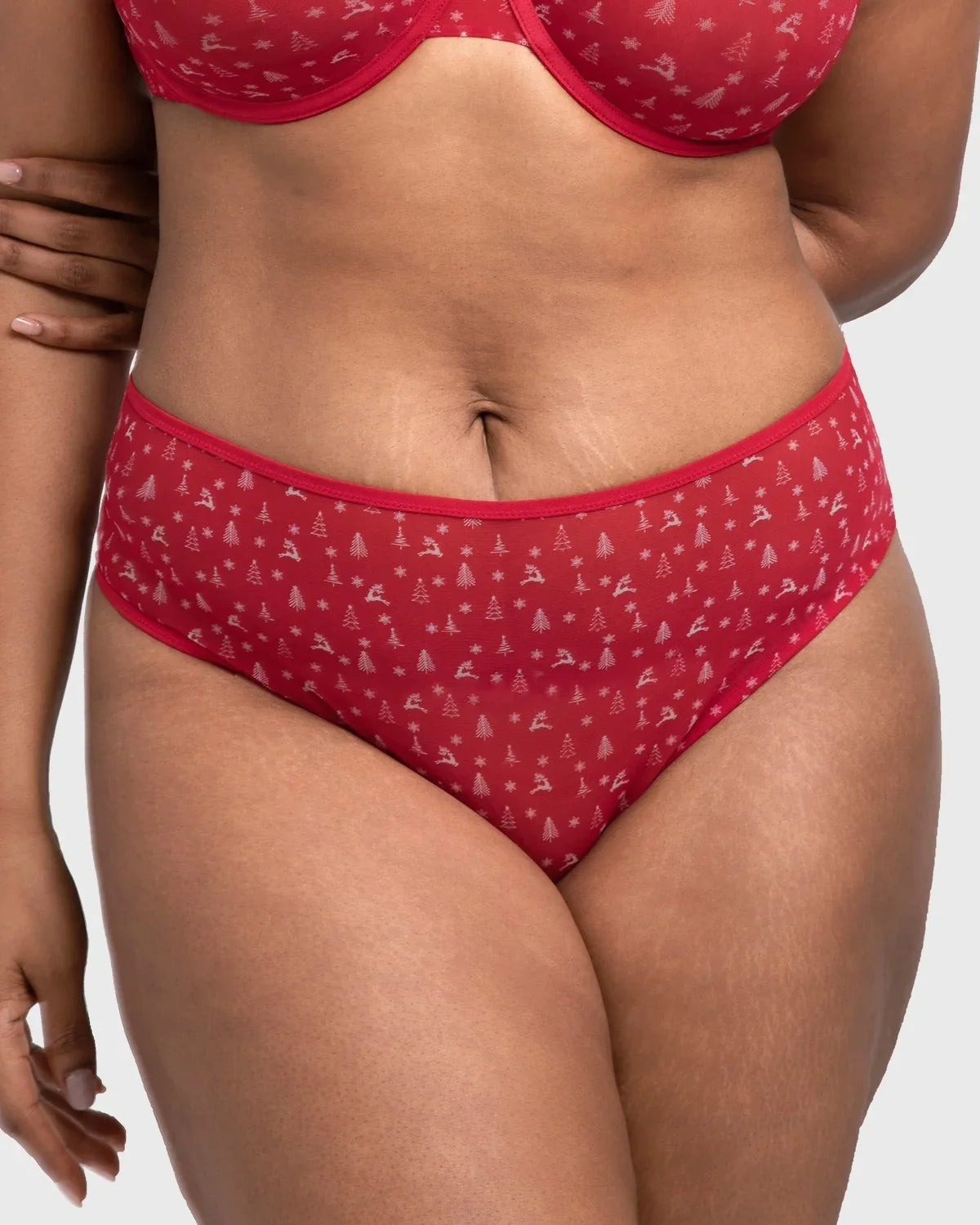 HSIA Christmas Holiday Edit Printed Mesh Panty Breathable Soft Full Coverage Comfort Fit - HSIA