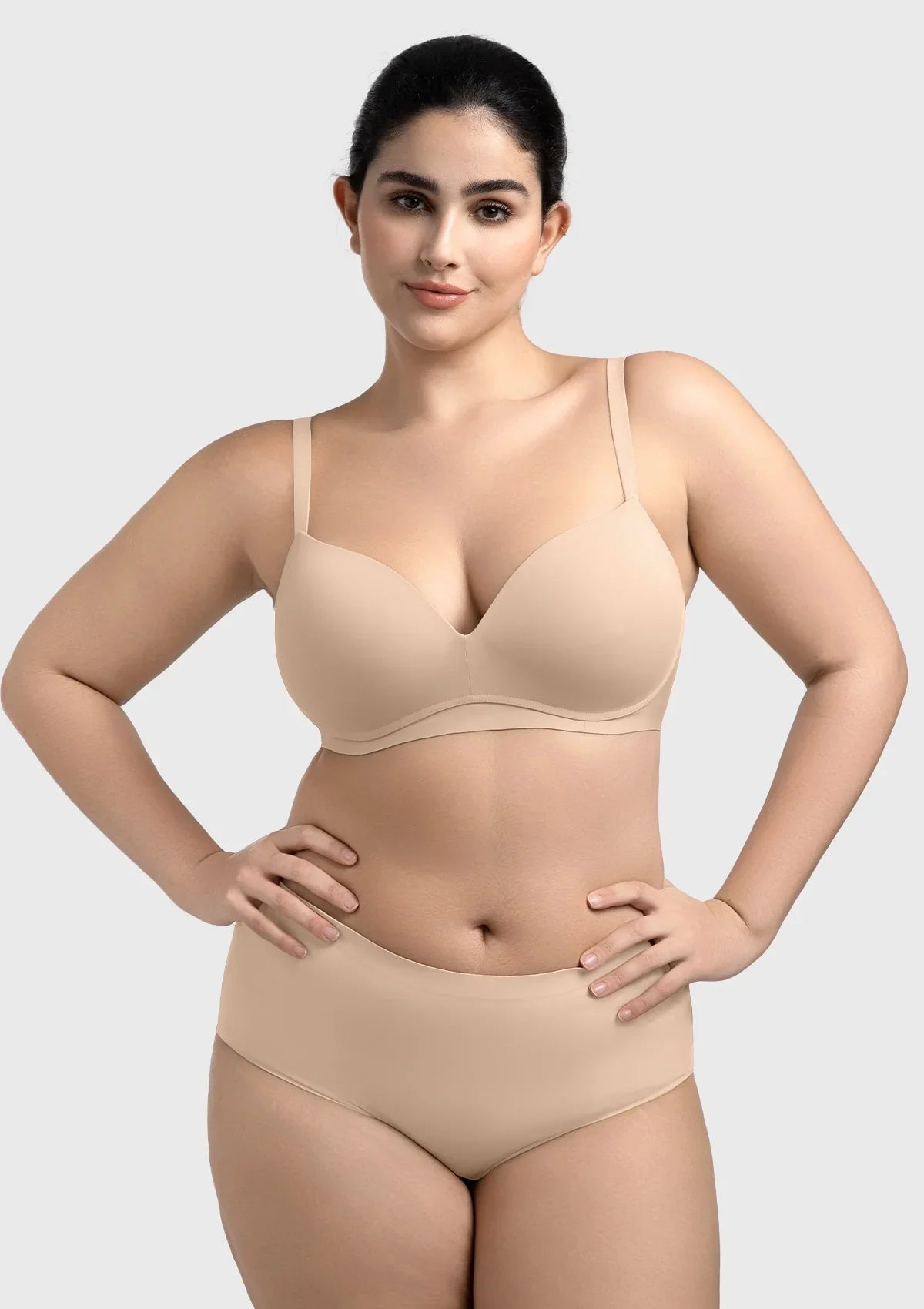 Comfortable Wireless Push Up Plunge Bra with Padded V Lift - HSIA